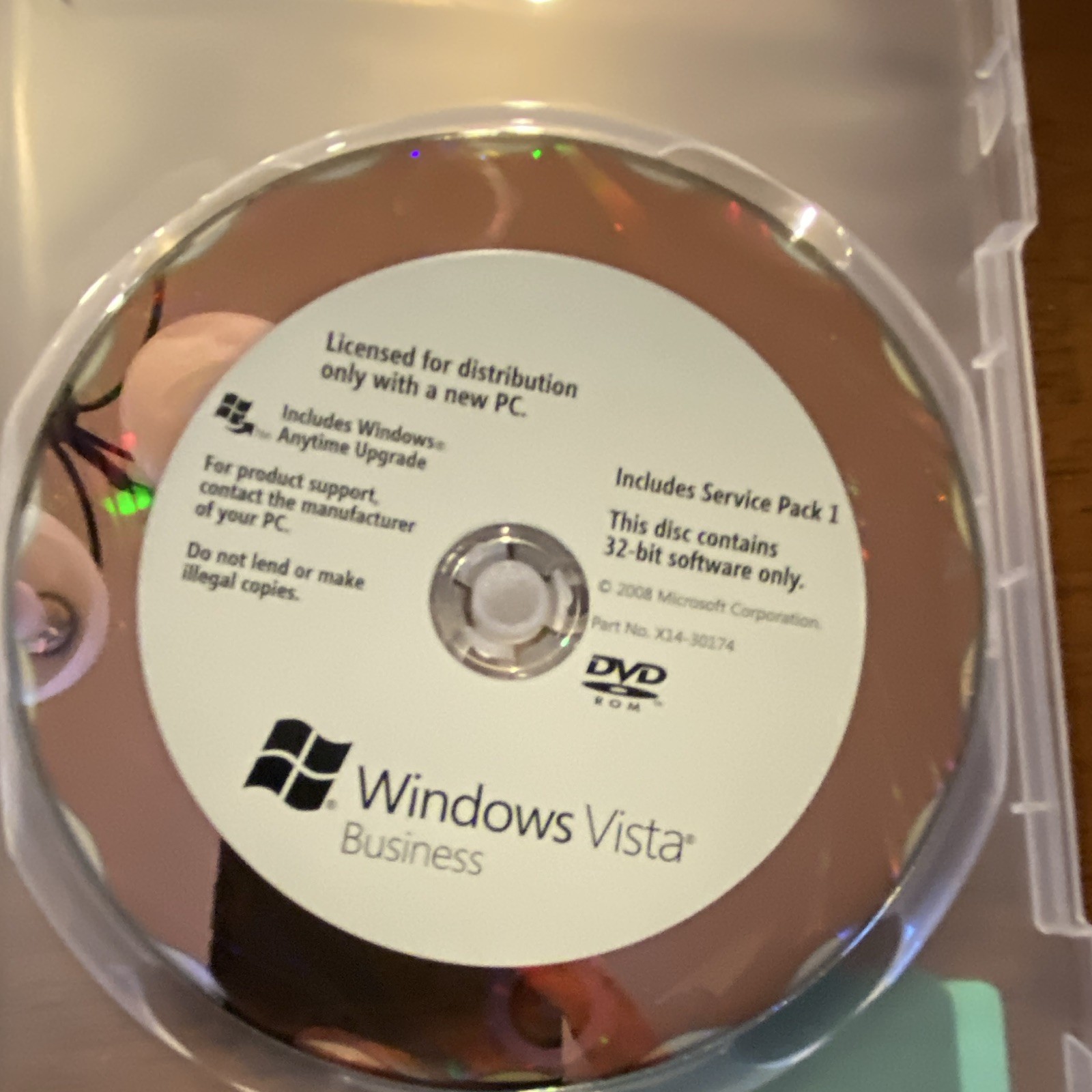 Microsoft Windows Vista Business SP1 32-Bit DVD OEM No Key