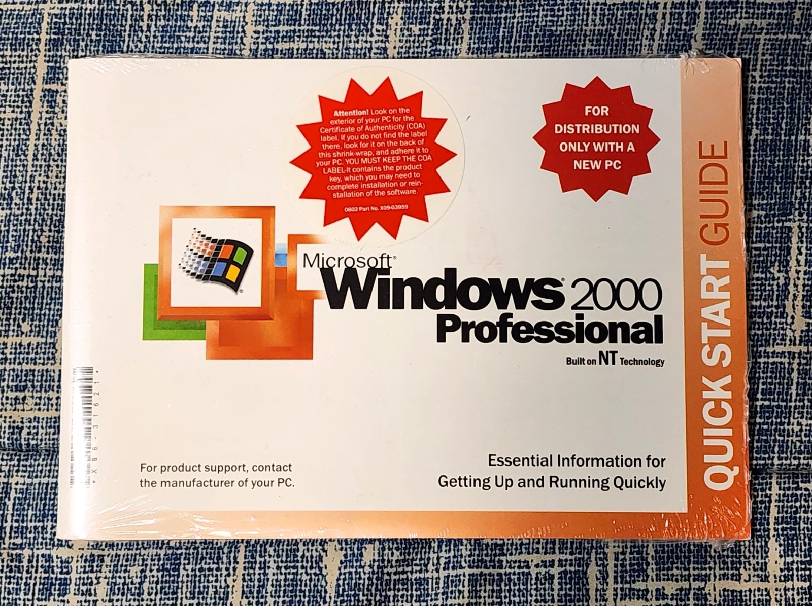 Microsoft Windows 2000 Professional Quick Start Guidebooklet with Disc *SEALED*
