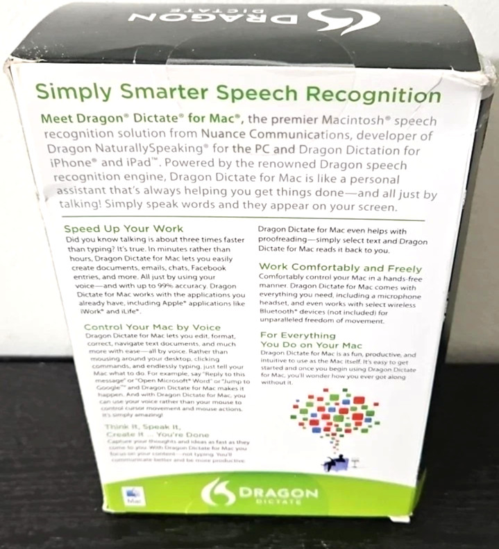 Nuance Dragon Dictate 2.0 Speech recognition for Mac OS X Speak and words appear