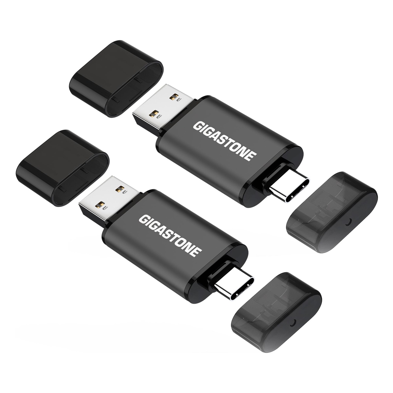 GIGASTONE 128GB Dual USB Flash Drive 2-Pack, USB 3.2 Gen 1, 2-in-1 USB C+A, S…
