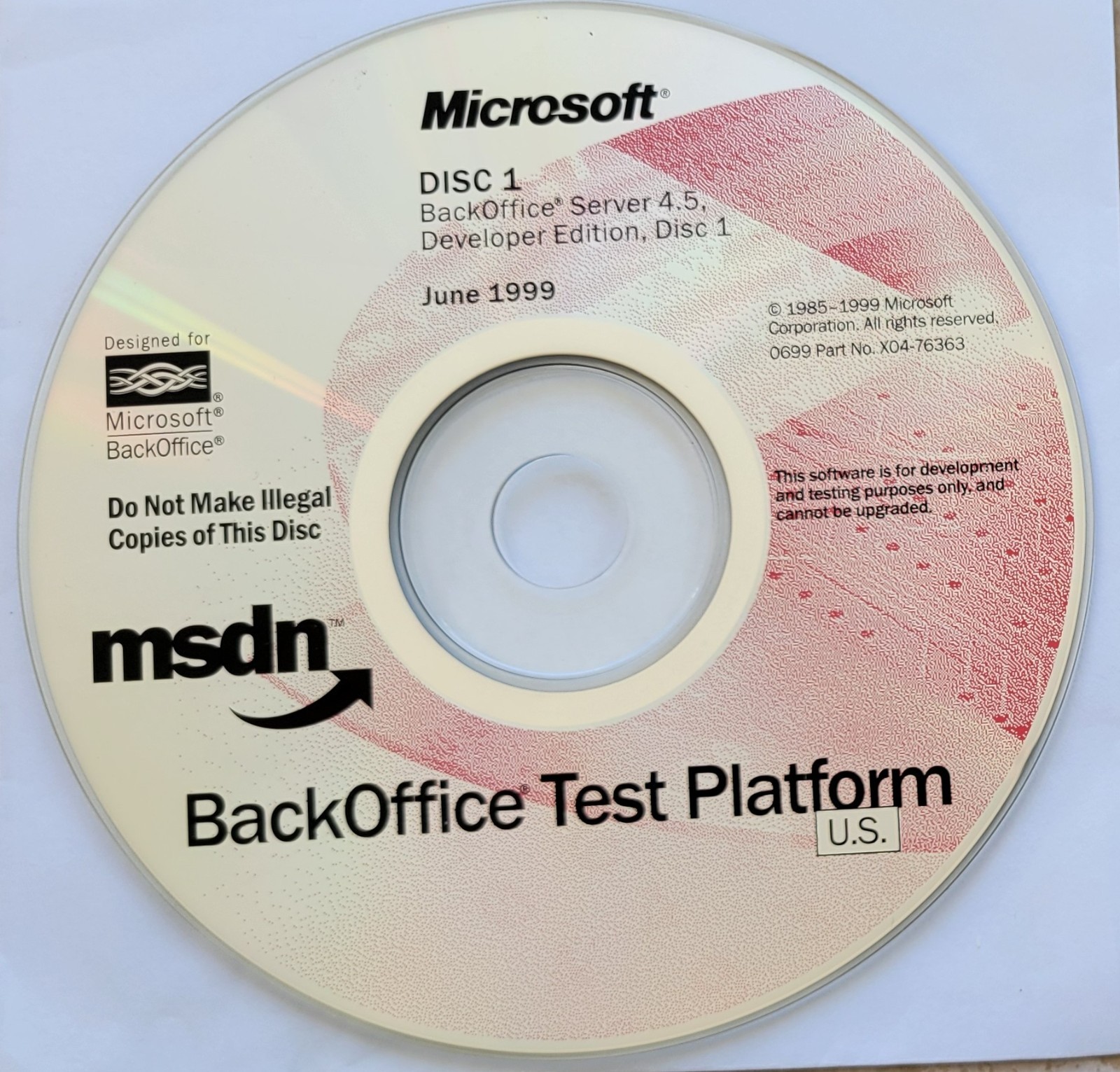 Vintage – Microsoft BackOffice Server 4.5 Developer Edition, 7 CDs, 1999