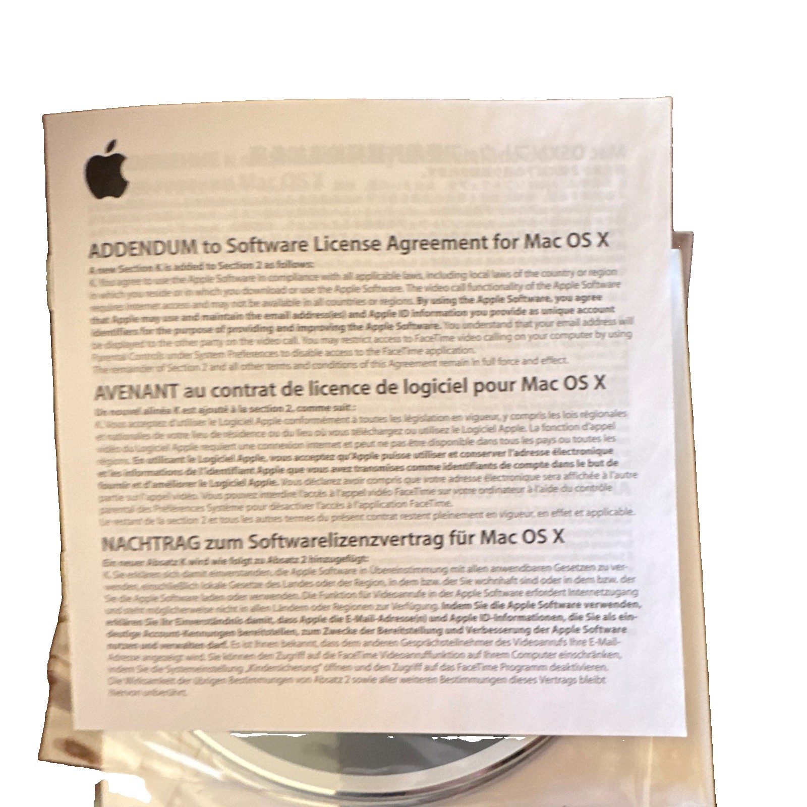 Apple Mac OS X Snow Leopard Retail Install DVD Set w/ Docs, 1-Device License