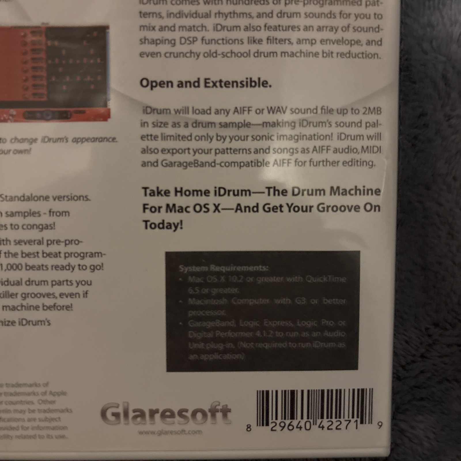 Rare 2004 iDrum Mac OS X Install Disc for GarageBand w Manual 🥁🪘Glaresoft OBO