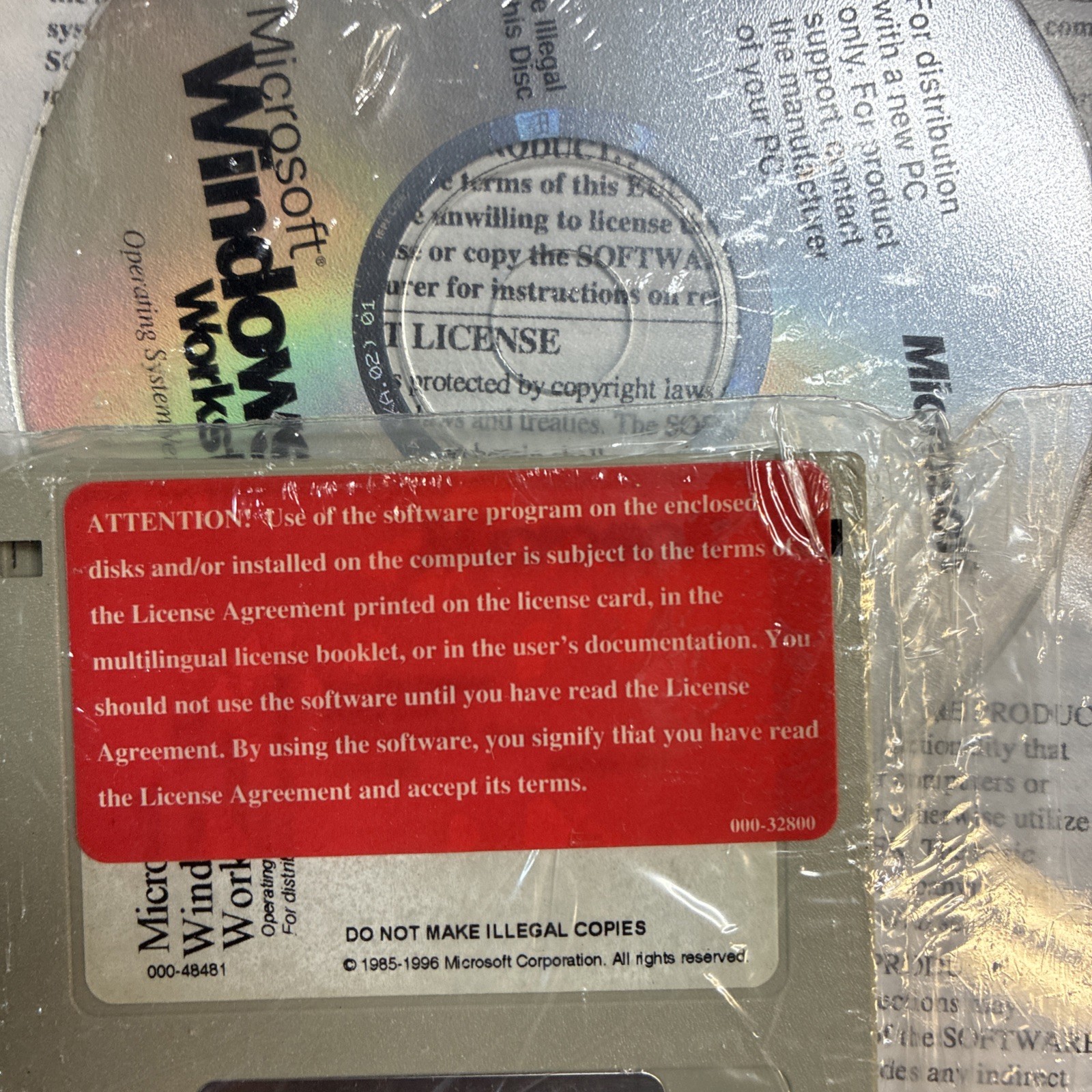 Vintage Windows NT Workstation CD & 3 Floppy Disks PC Only Sealed 1997 CoA