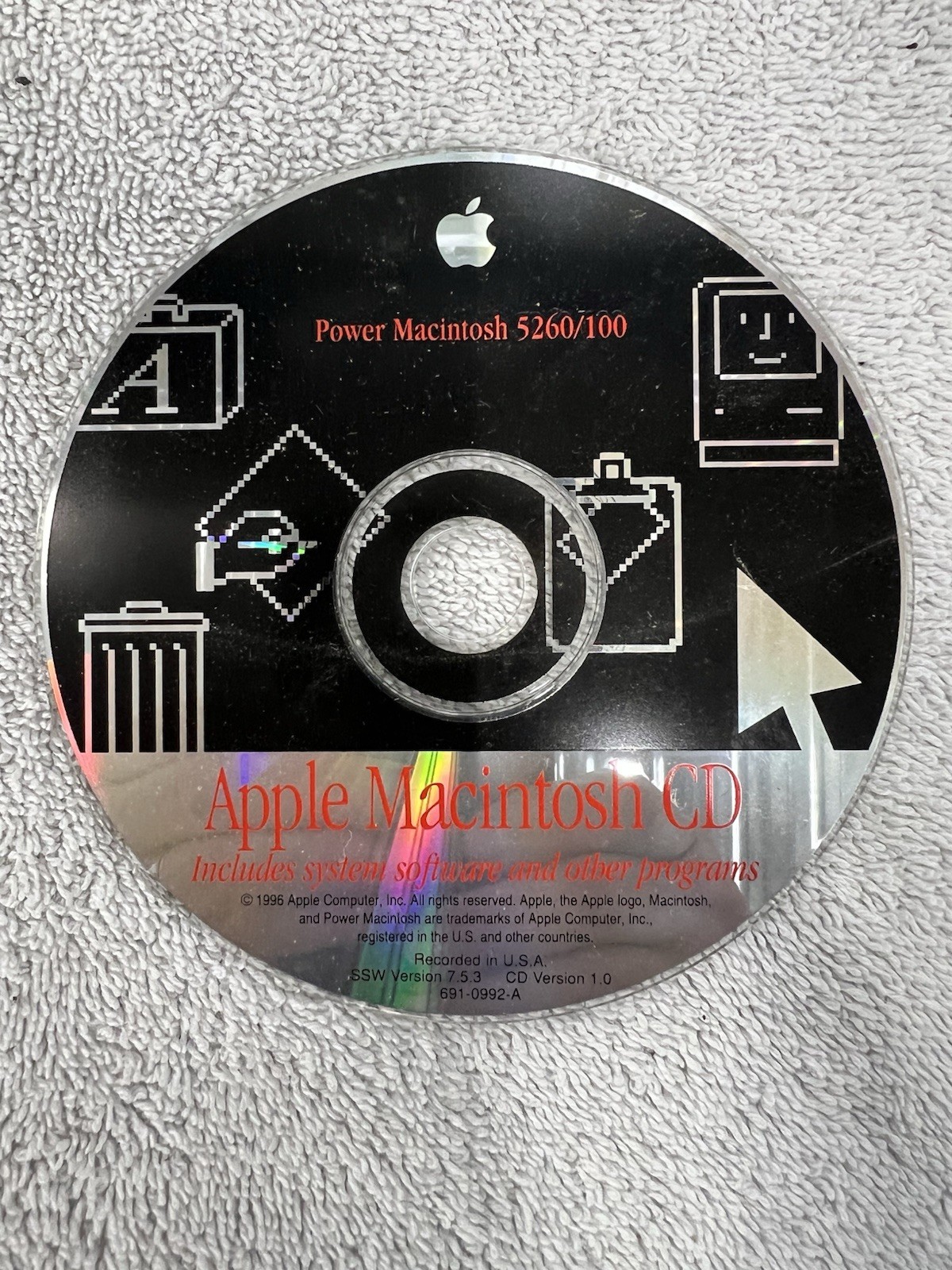 Apple CD Power Macintosh 5260/100 System Software 7.5.3 Restore Disc 1996