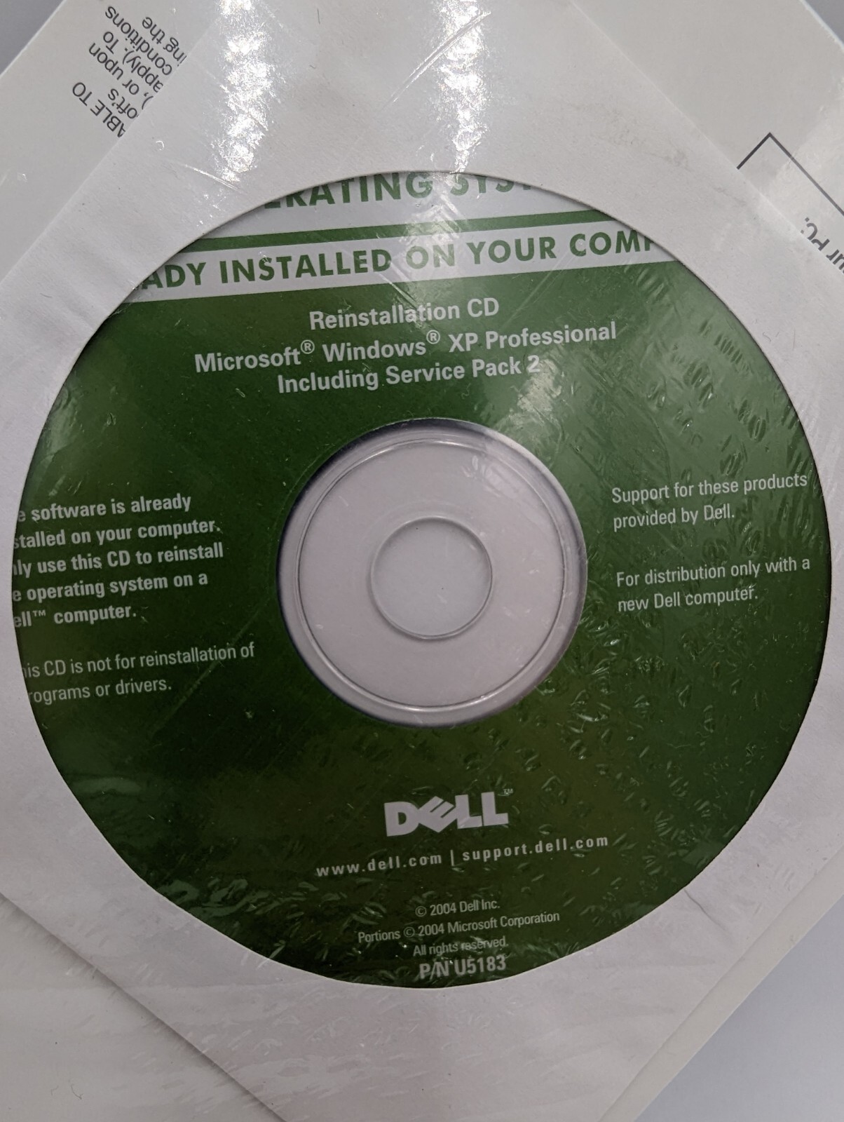 NEW Microsoft Windows XP Professional SP 2 Reinstallation CD 2002 For Dell