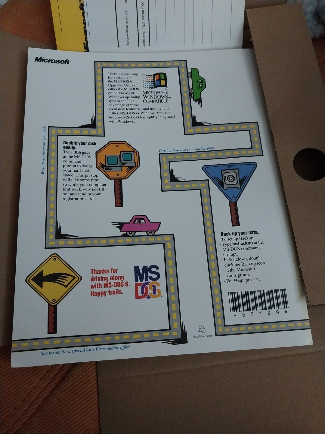 Microsoft MS-DOS 6 Upgrade. Vintage, New Sealed Retail pkg. 3.5″ disks.