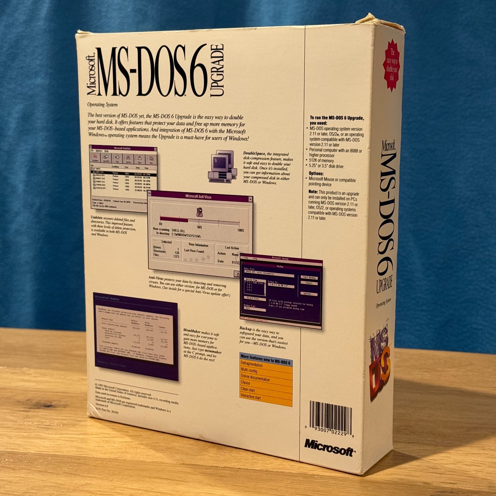 Microsoft MS-DOS 6 Upgrade – 3.5″ Disks, Manuals w/ DOS v6.2 Disks