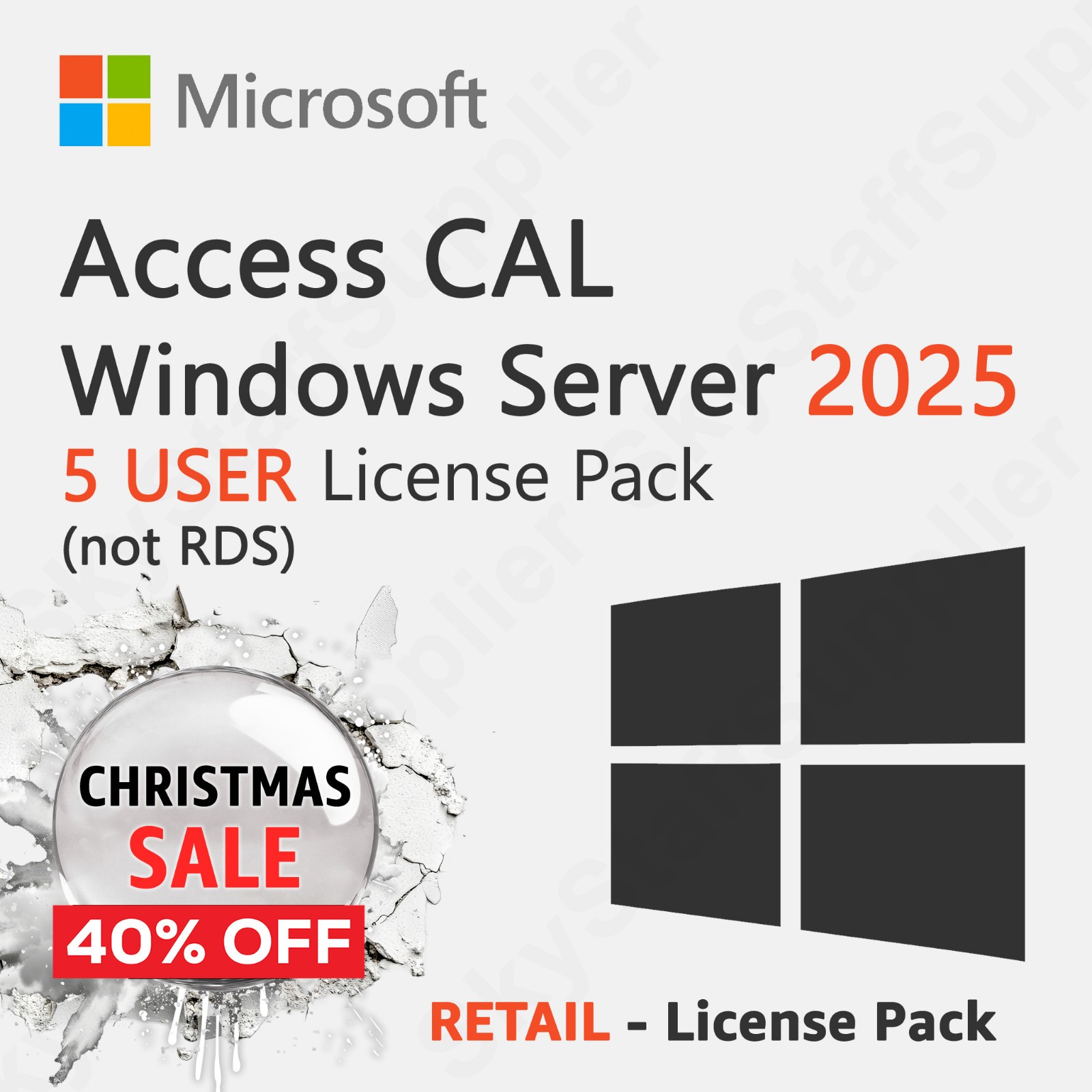 Microsoft Windows Server 2025 – 5 USERS ACCESS CALs [not RDS] RETAIL PACK NEW