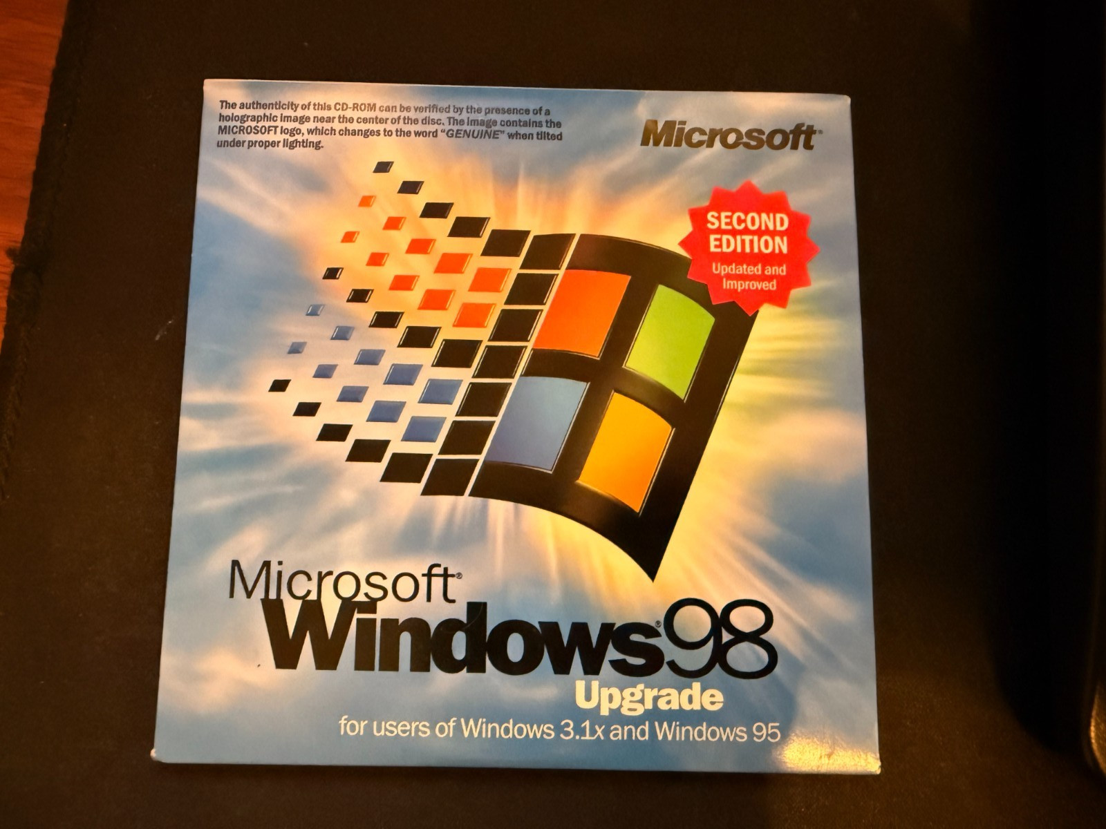 Microsoft Windows 98 Upgrade Second Edition Operating System CD-ROM Product Code