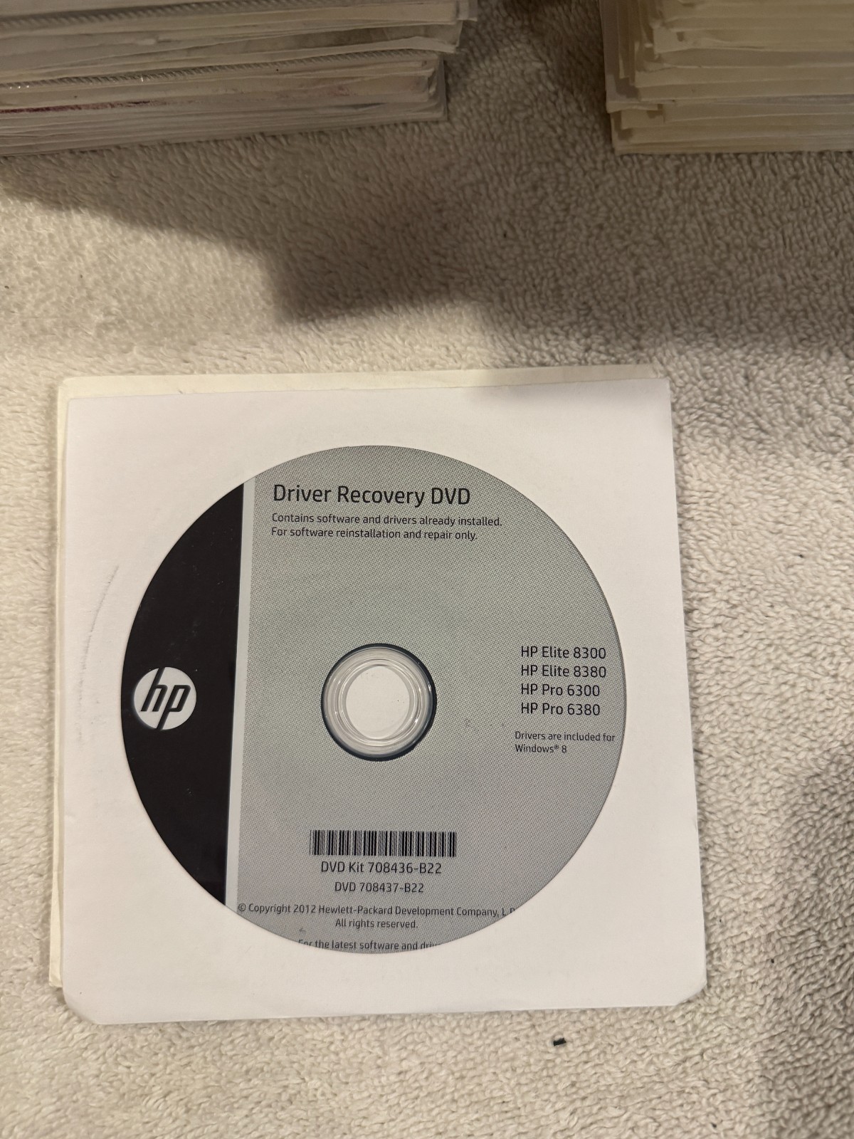 HP Driver Recovery DVD Windows 8 Elite 8300 8380 Pro 6300 6380