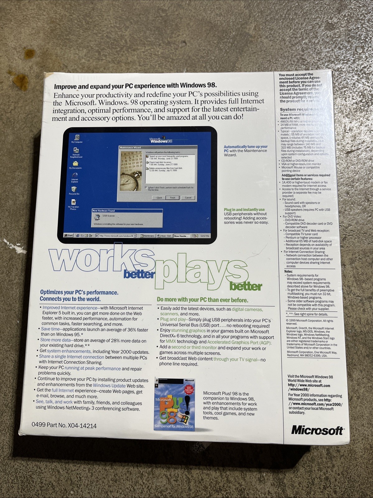 Microsoft Windows 98 Upgrade In Factory Plastic. Factory Sealed.