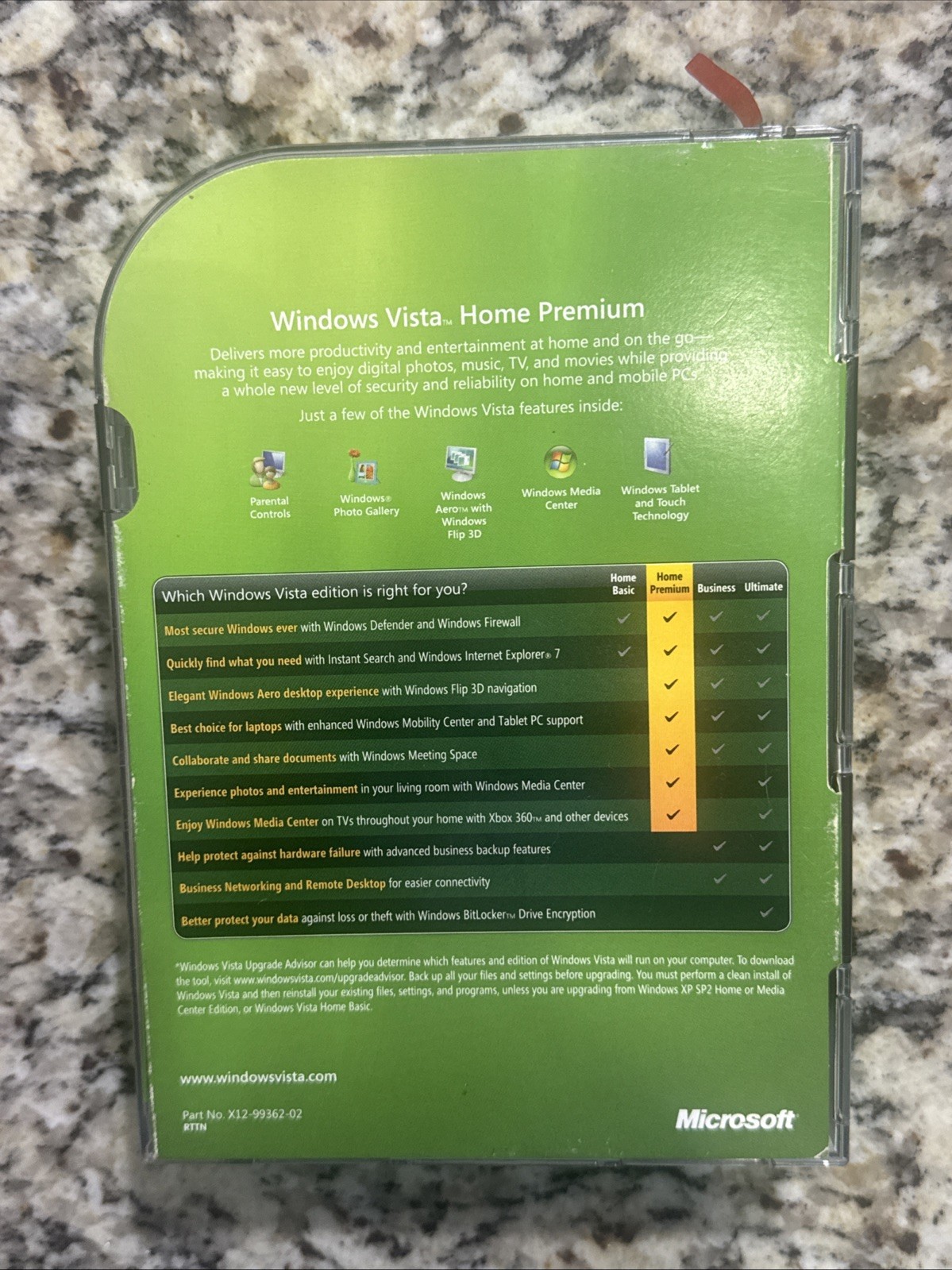 Microsoft Windows Vista Home Premium Upgrade Version w/ Case / CD / Product Key