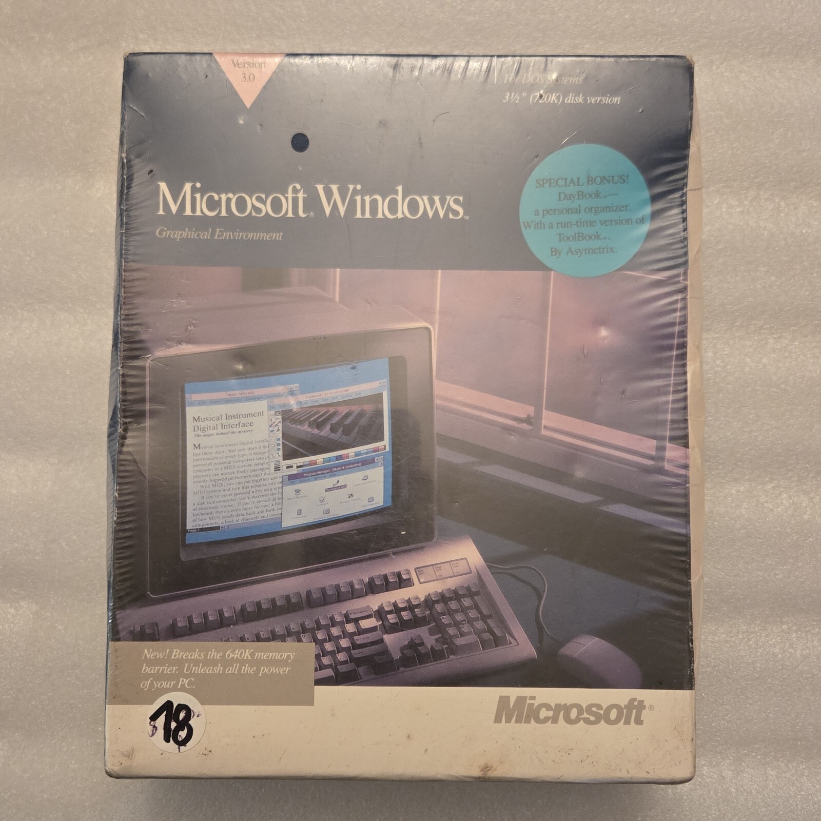 Microsoft Windows 3.0 NEW SEALED VINTAGE 5.25″ Version for DOS Floppy Disk Rare