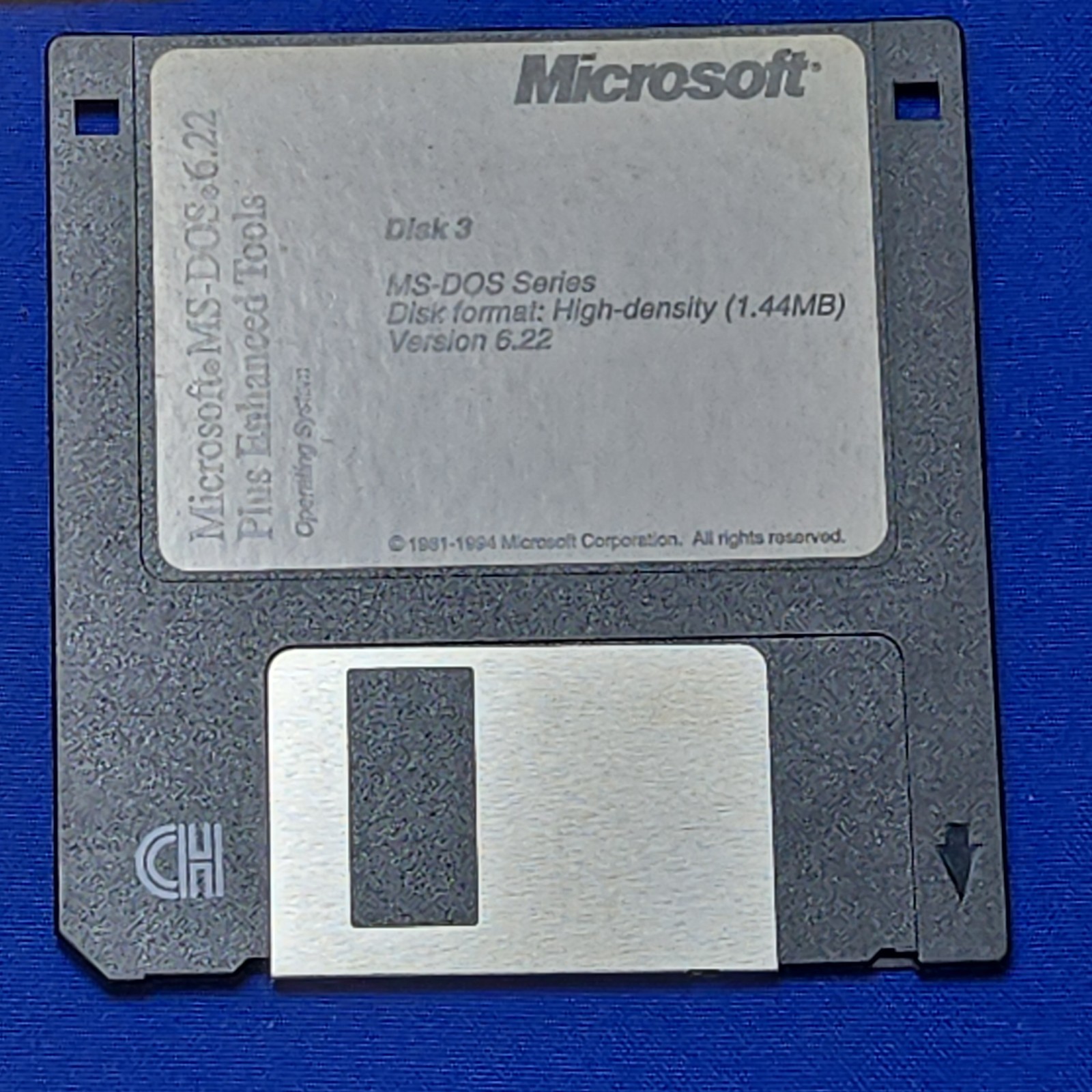 Microsoft MS-DOS 6.22 Plus Enhanced Tools 3.5” Floppy Disks 1-3