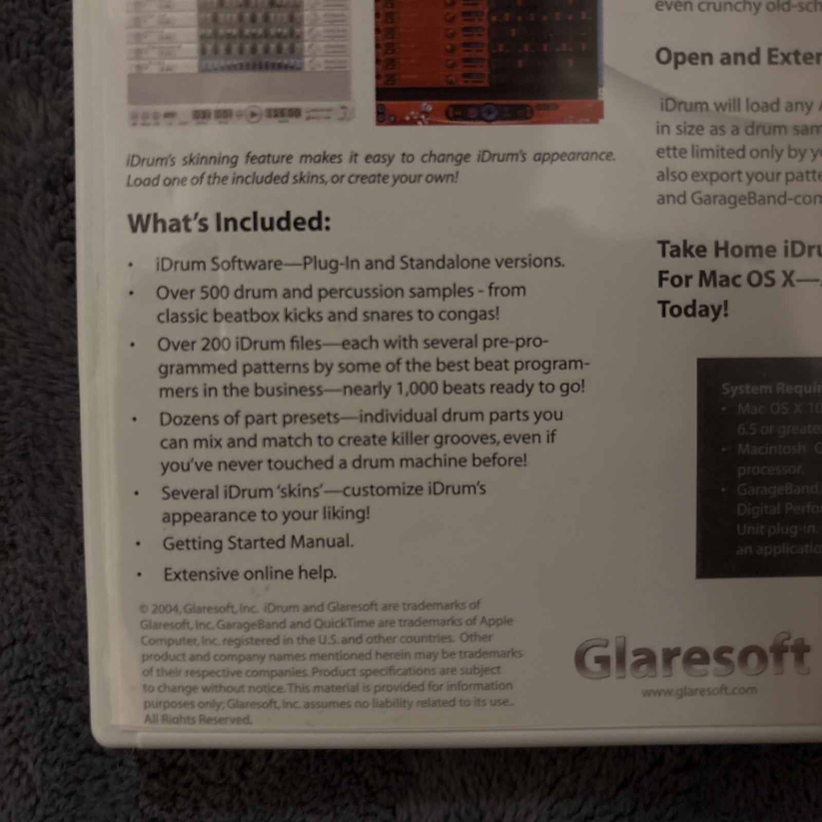 Rare 2004 iDrum Mac OS X Install Disc for GarageBand w Manual 🥁🪘Glaresoft OBO