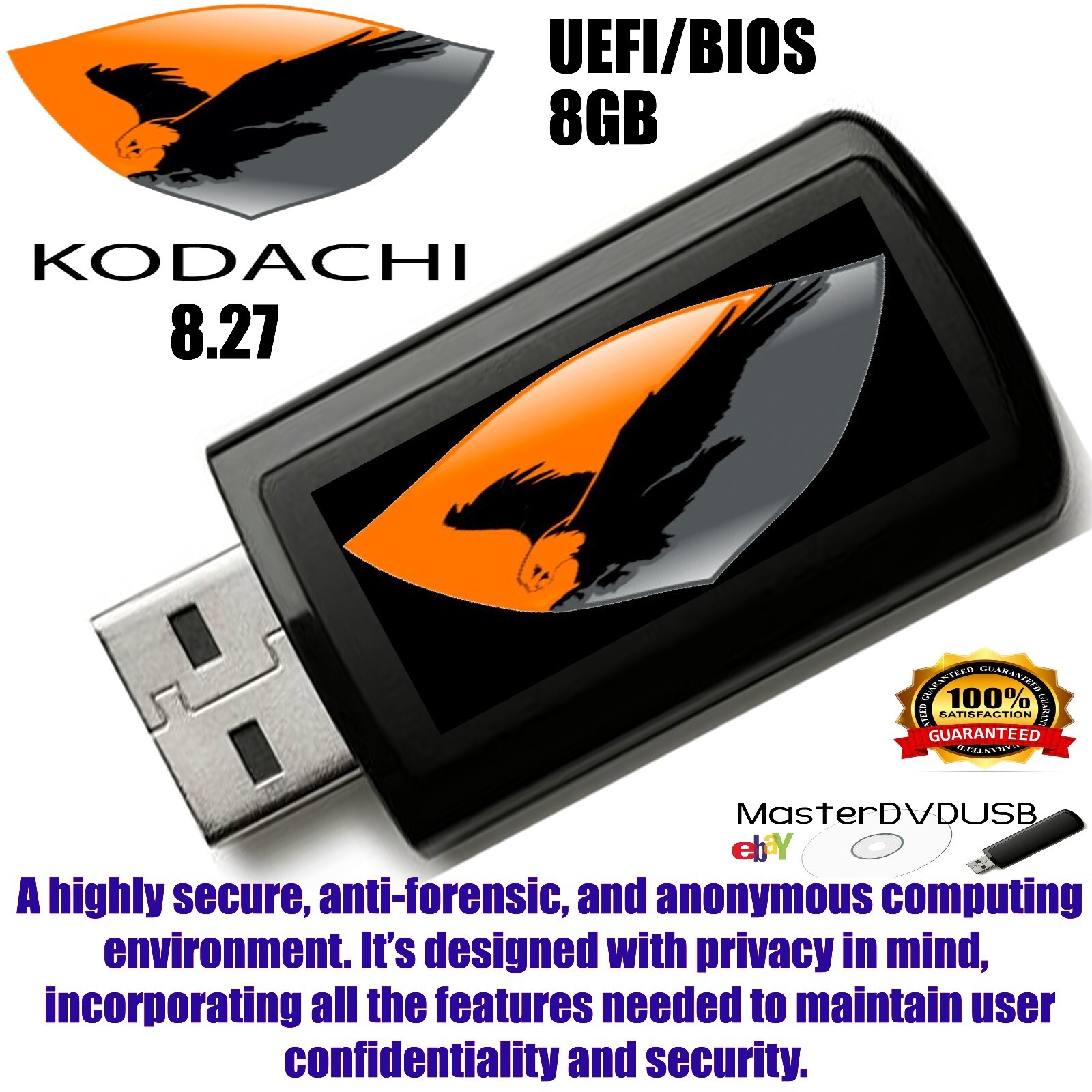 Kodachi Linux 8.27 Bootable USB Drive – 8GB UEFI/LEGACY Network Anonymously
