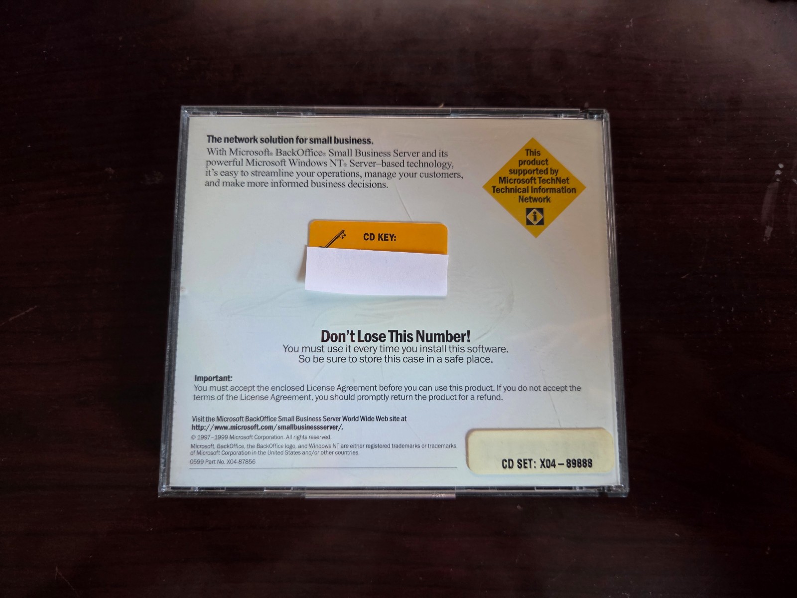 Microsoft BackOffice Server 4.5 Upgrade license software w/ key 1997 Windows OS