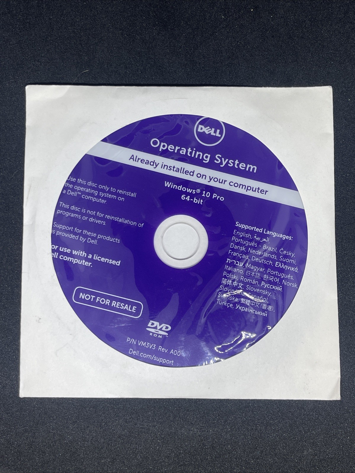 Windows 10 Pro 64-bit Dell Reinstallation Disc SEALED NO KEY