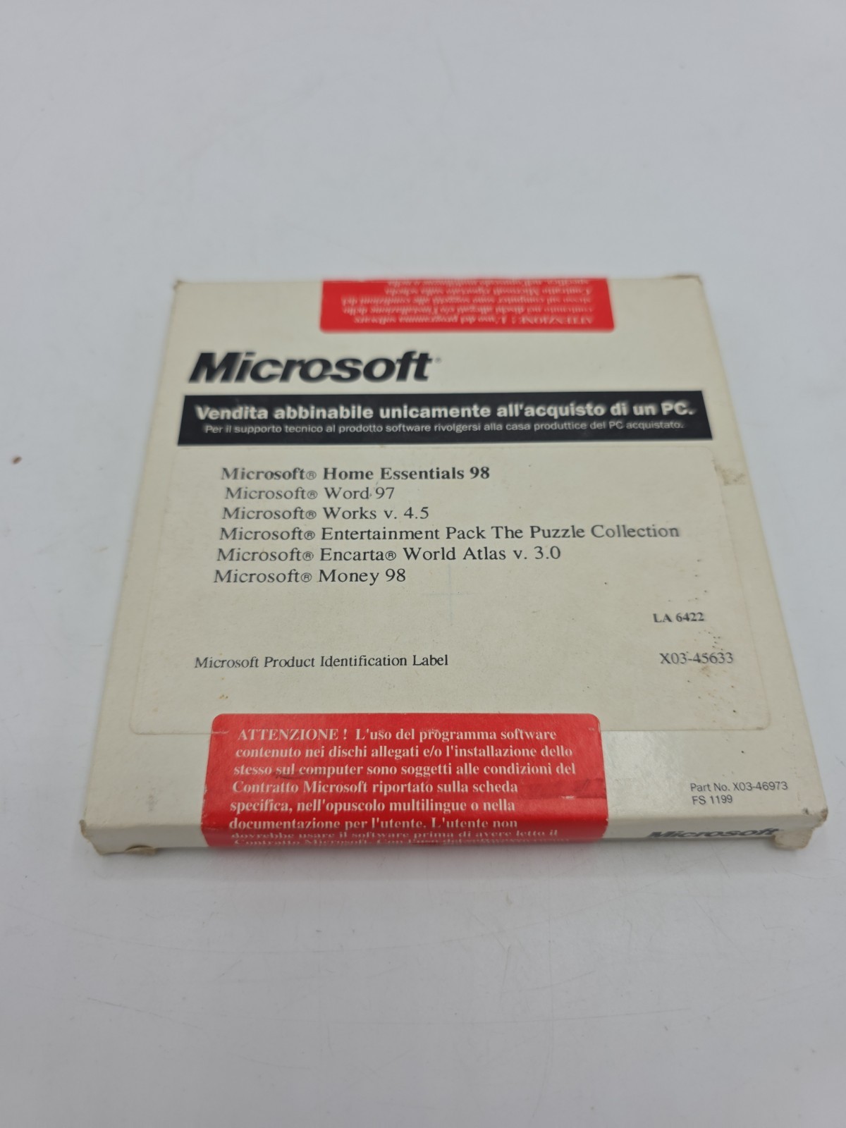 MICROSOFT 98 HOME ESSENTIALS WINDOWS ITALIAN CD SET SOFTWARE
