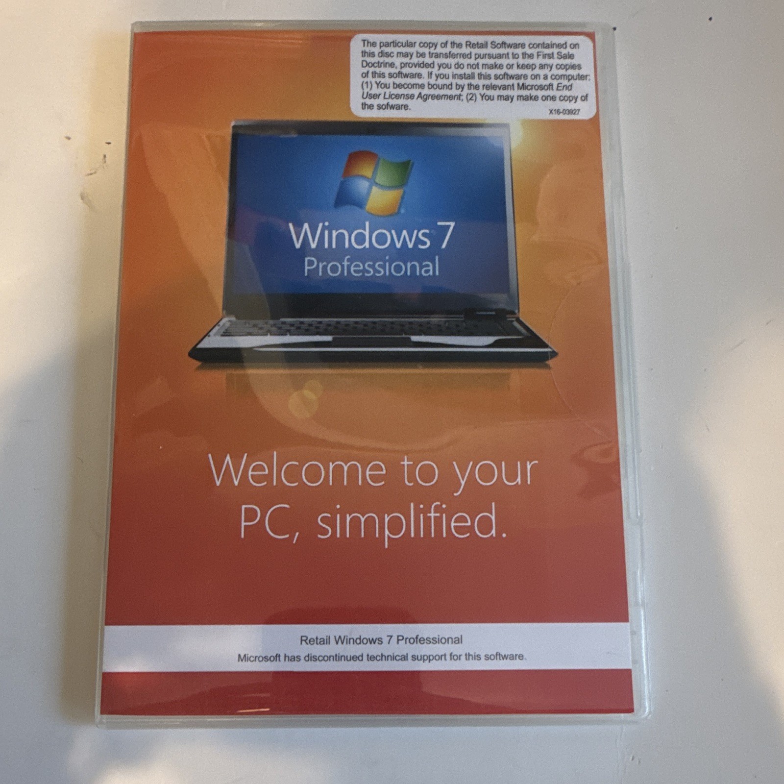 Microsoft Windows 7 Professional DVD English Retail 1 Device X16-06327