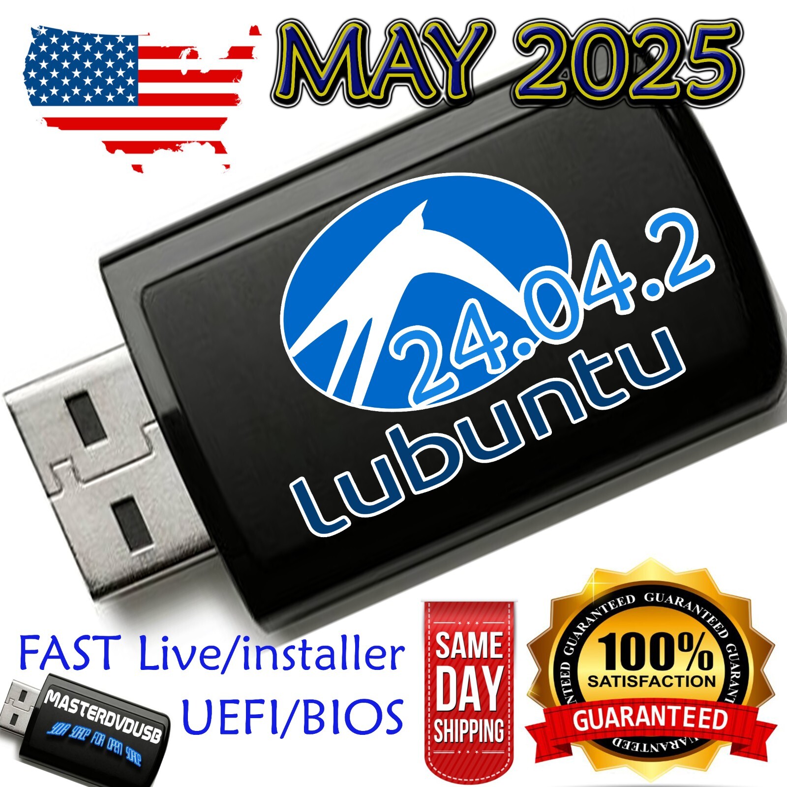 Lubuntu 24.04.2 USB Bootable LIVE | INSTALLER | UEFI | BIOS | LATEST VERSION