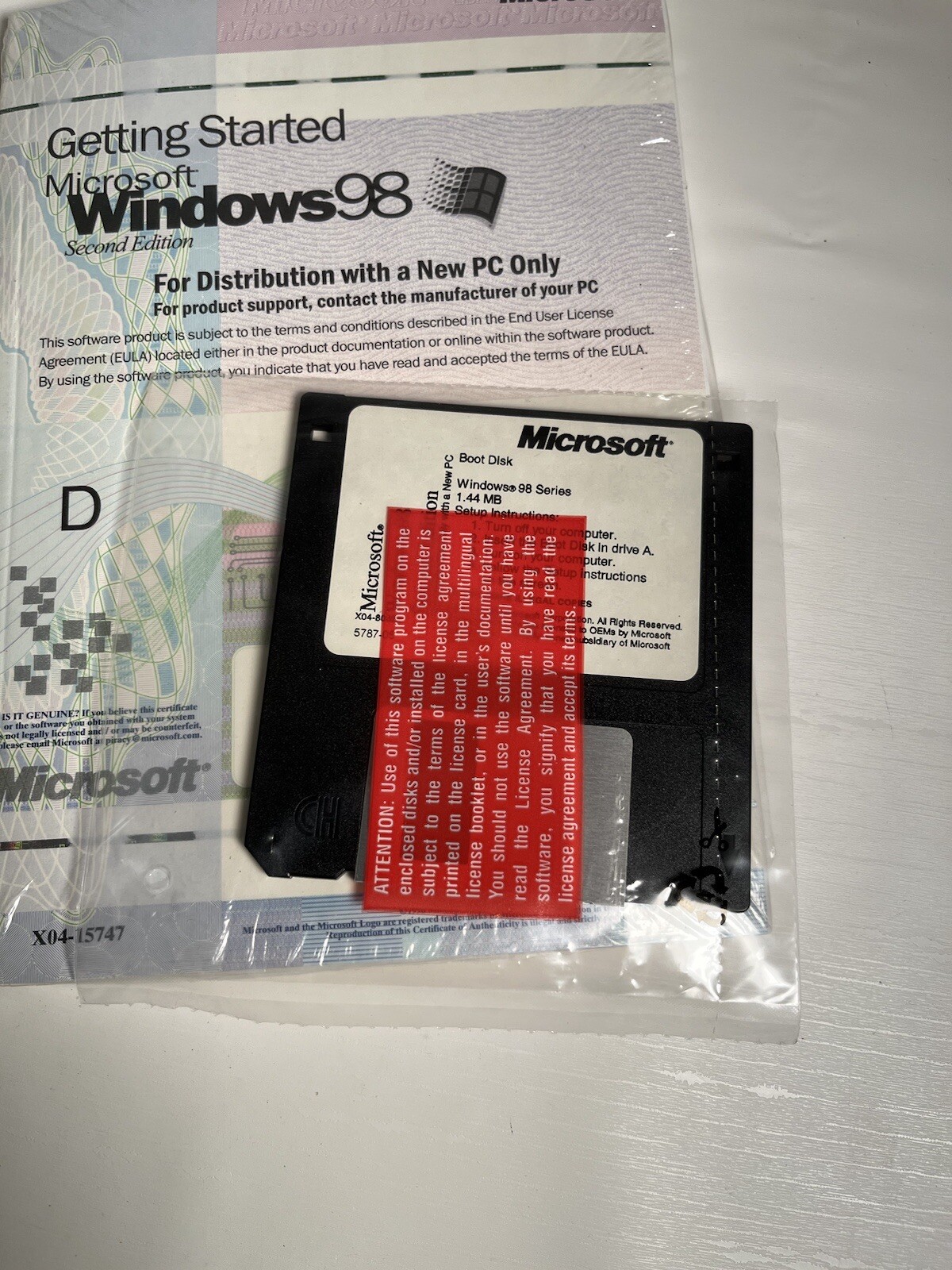 Vntg 98 Windows NEW SEALED Getting Started Book With 3.5 Floppy Product Code PC