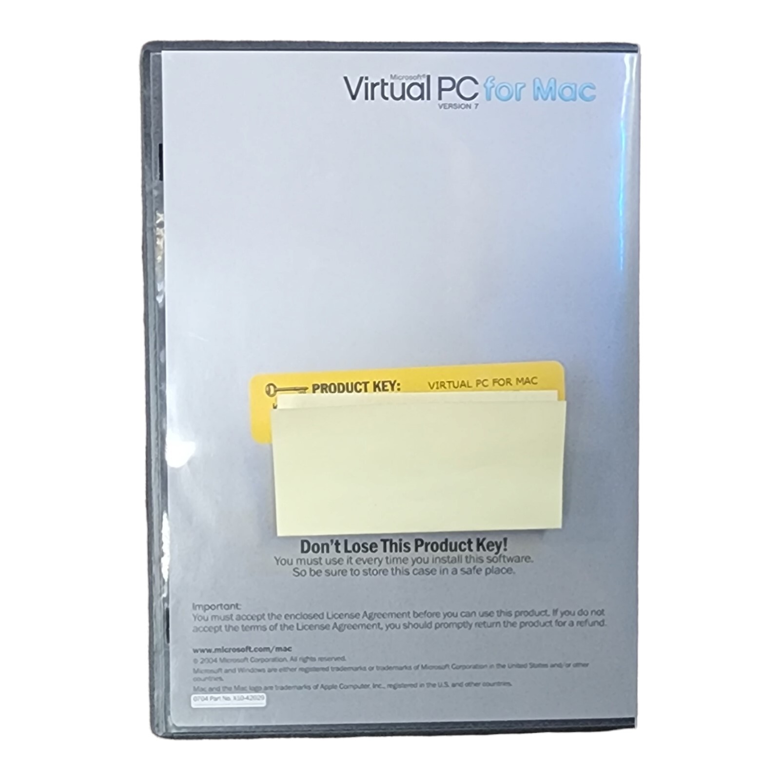 Macintosh Virtual PC Version 7 for Mac Software Install CD w/ Product Key