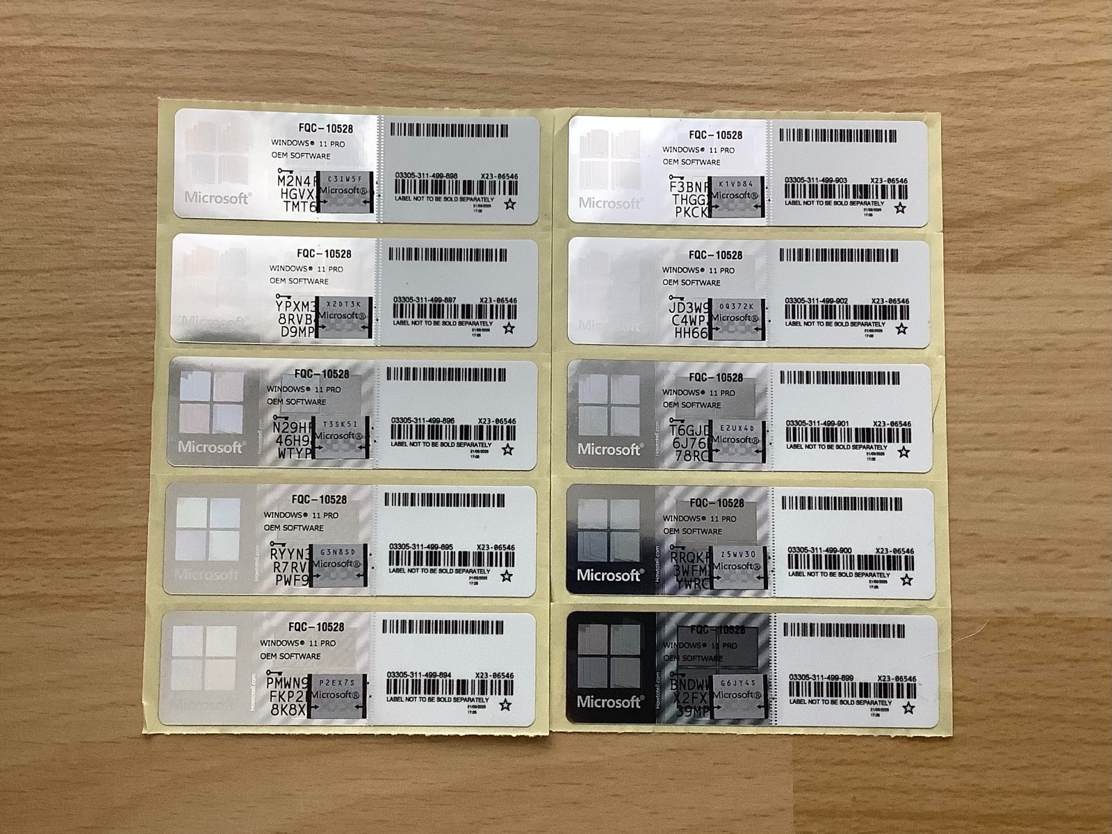 10x Windows 11 Pro Key OEM License Sticker COA Sticker Perpetual License