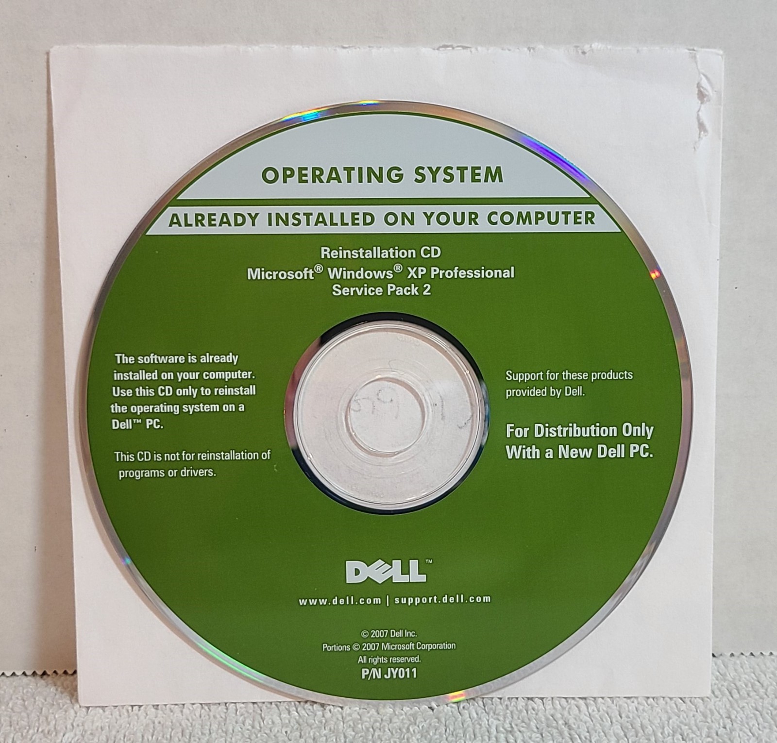 Dell Reinstallation CD Microsoft Windows XP Professional Includes Service Pack 2