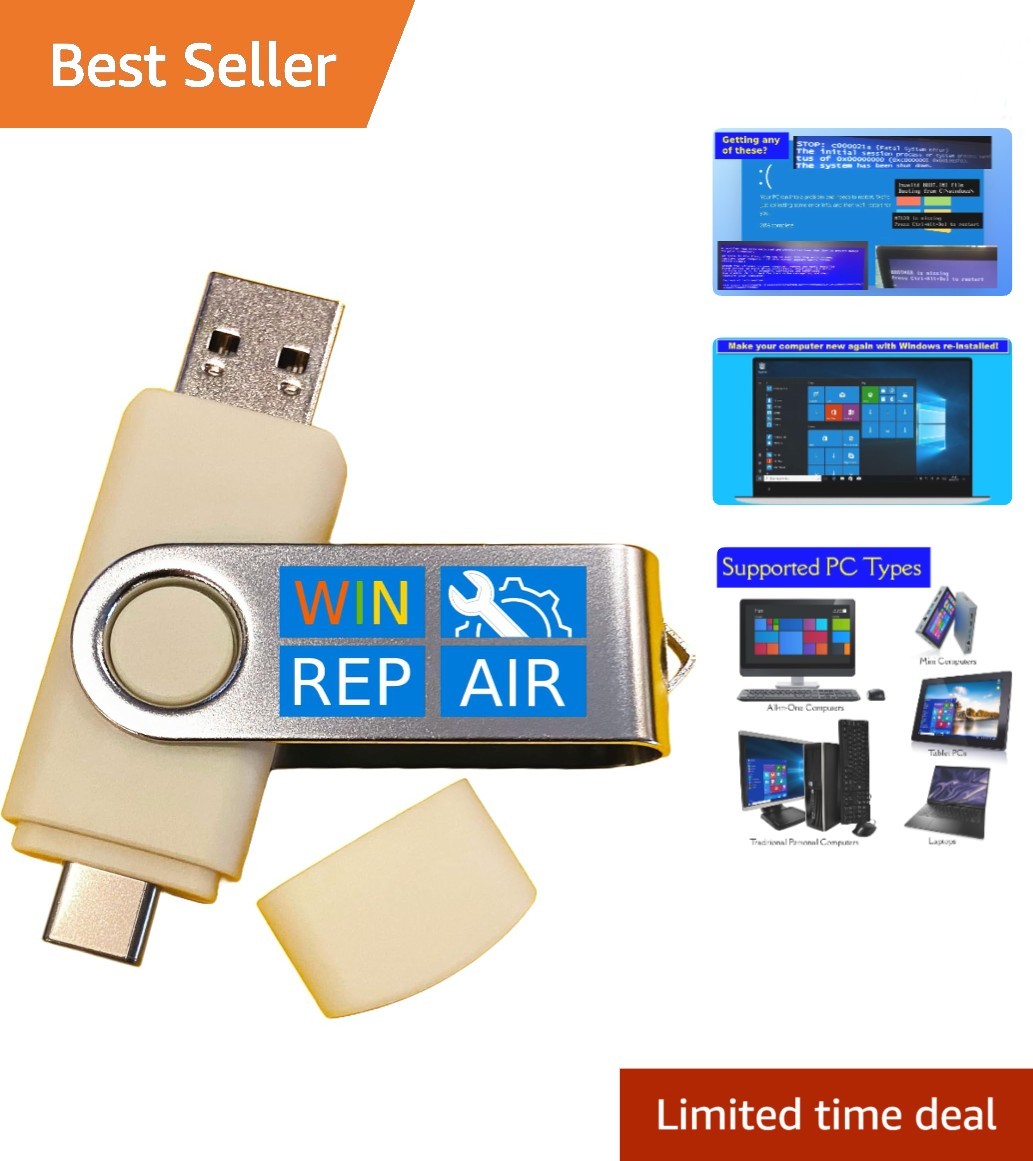 Customizable 5-in-1 USB for Windows Repair – 32GB with Password Reset Feature