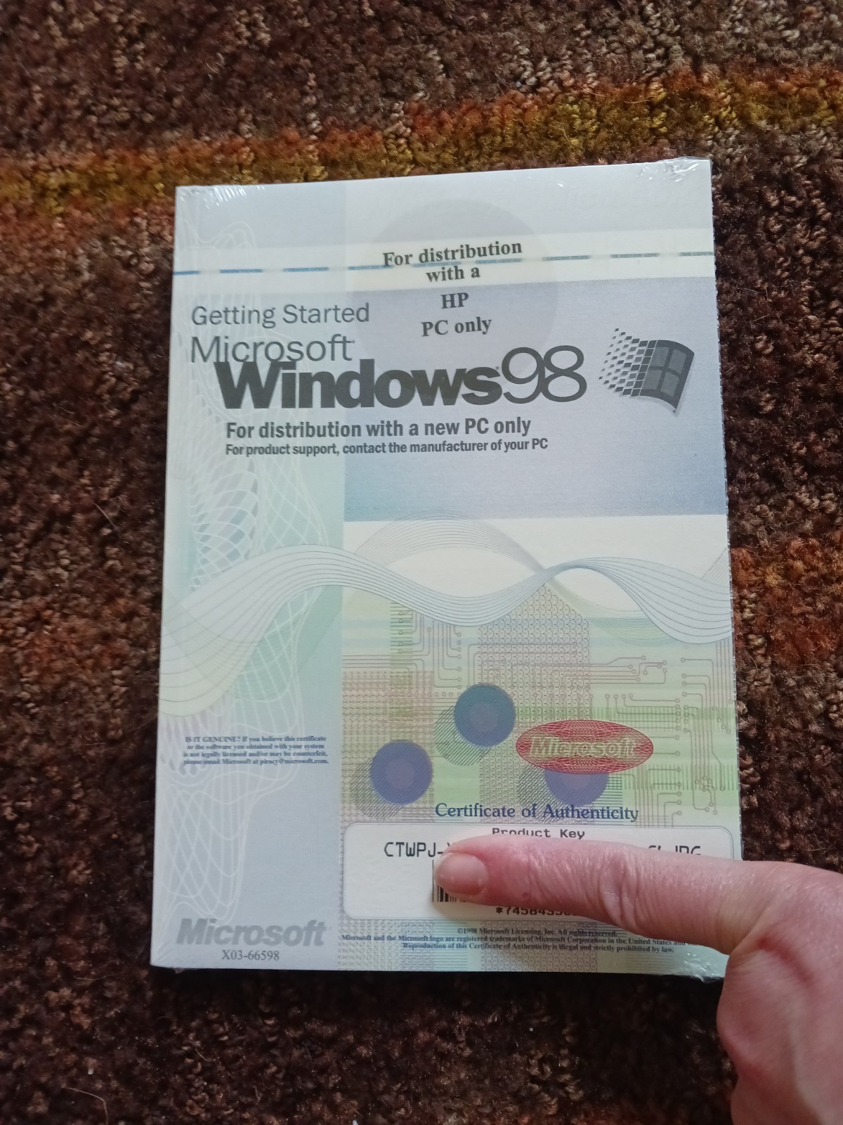 Microsoft Windows 98 Getting Started Hp Pc SEALED Product Key COA