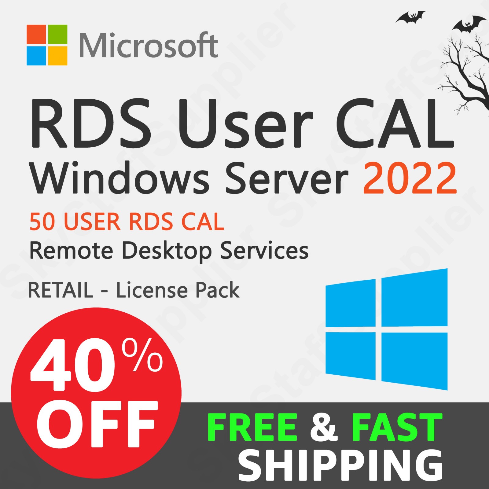 Windows Server 2022 Remote Desktop RDS License 50 Users FULL NEW RETAIL PACK