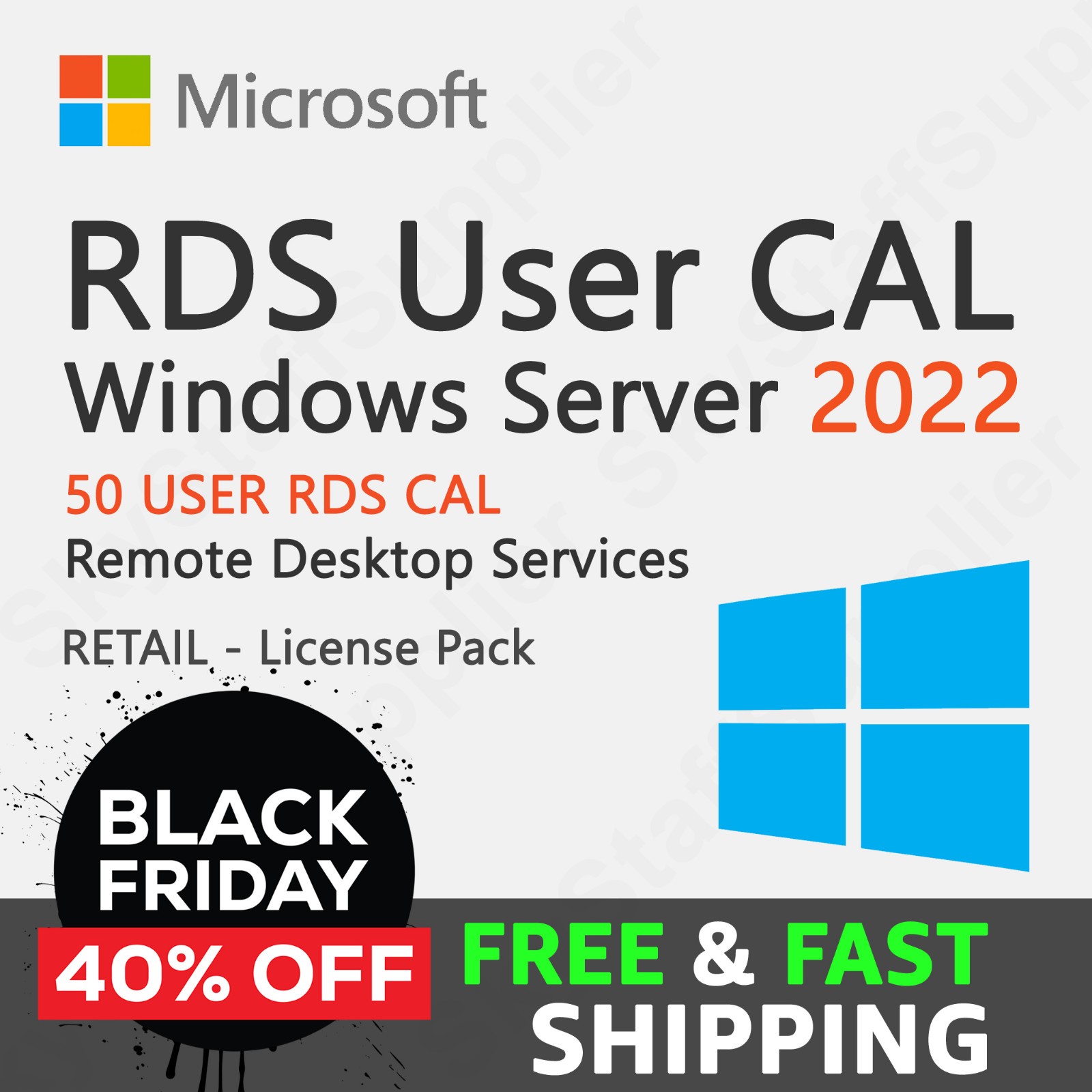Windows Server 2022 Remote Desktop RDS License 50 Users FULL NEW RETAIL PACK