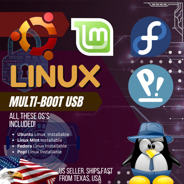Multi-Boot Linux USB Drive – Pre-Configured with Ubuntu, Mint, Fedora, Pop -16GB