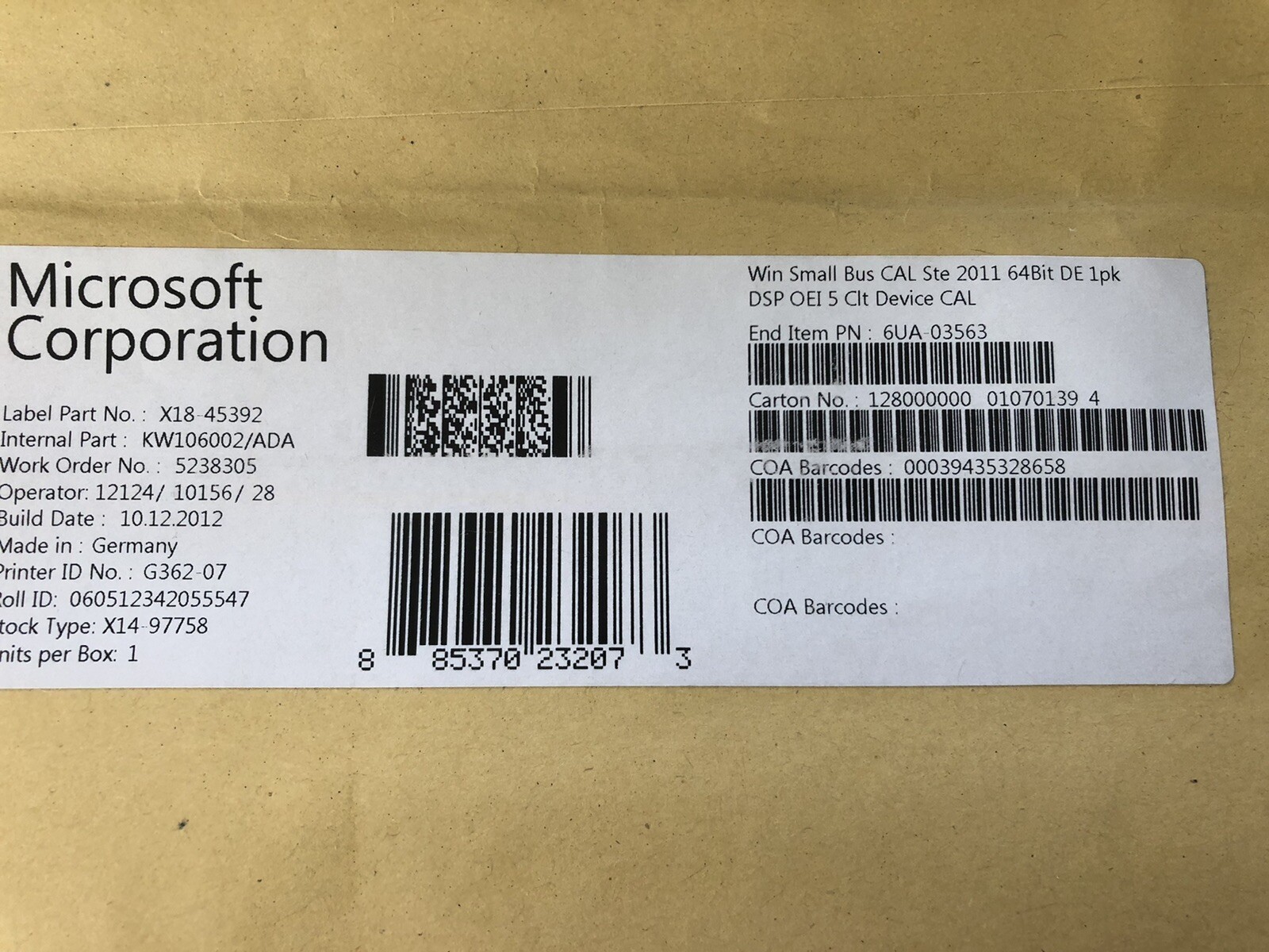 Windows Small Business Server 2011 (SBS ) – 5 device CAL mit MwSt Rechnung