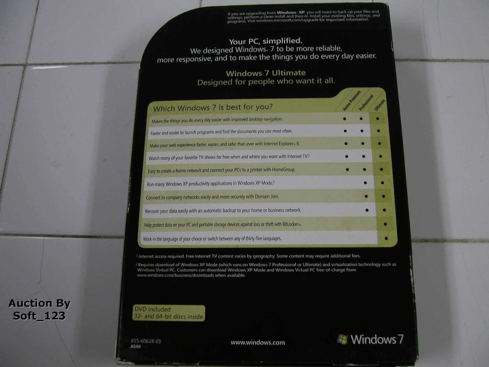 Microsoft Windows 7 Ultimate Full 32 Bit & 64 Bit DVDs MS WIN =RETAIL BOX=