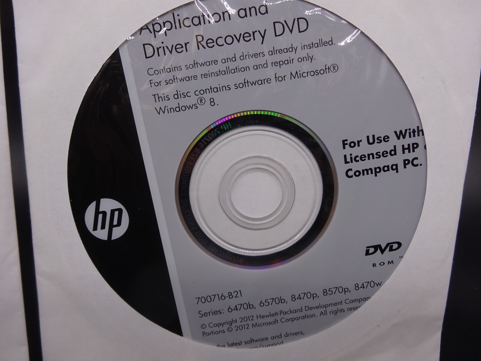 Compaq PC Application & Driver Recovery DVD Window 8, 700716-B21