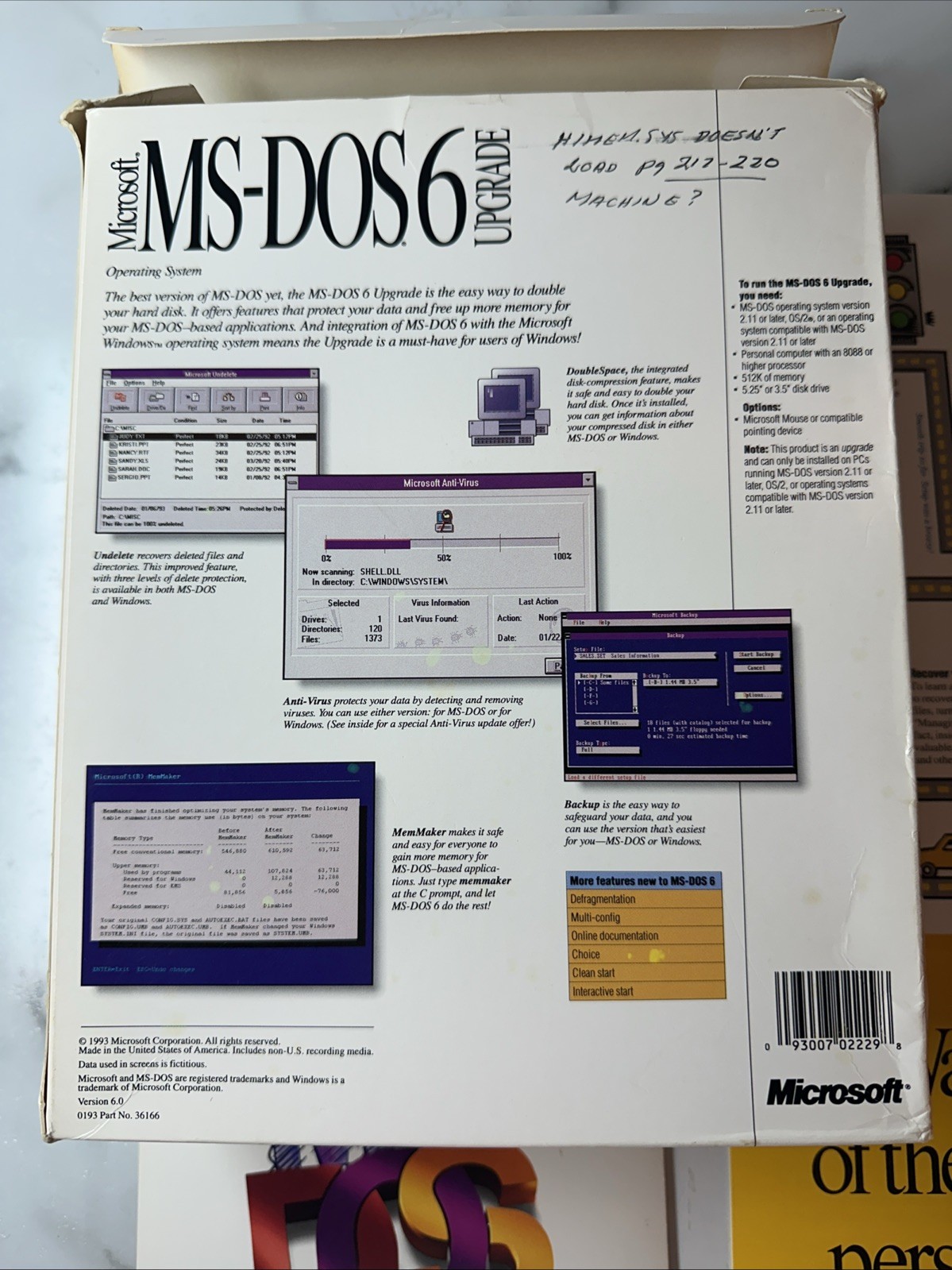 Vintage Microsoft MS-DOS 6.0 Upgrade Operating System 3.5″ Disc