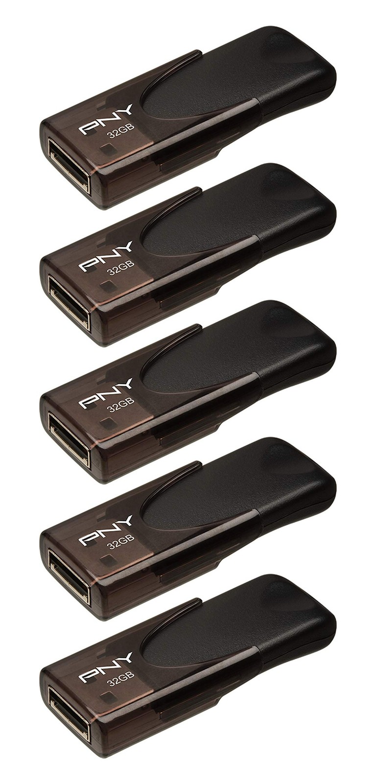 PNY 32GB Attaché 4 USB 2.0 Flash Drive, Black, (Pack of 5)