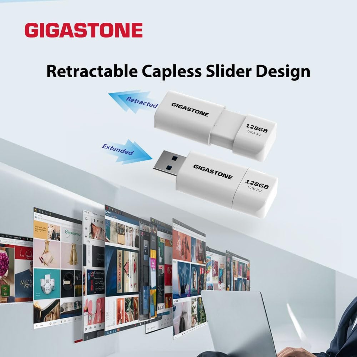 GIGASTONE 64GB Flash Drive (10 Pack) Z60 USB 3.2 Gen 1, 100MB/s Ultra Fast, R…