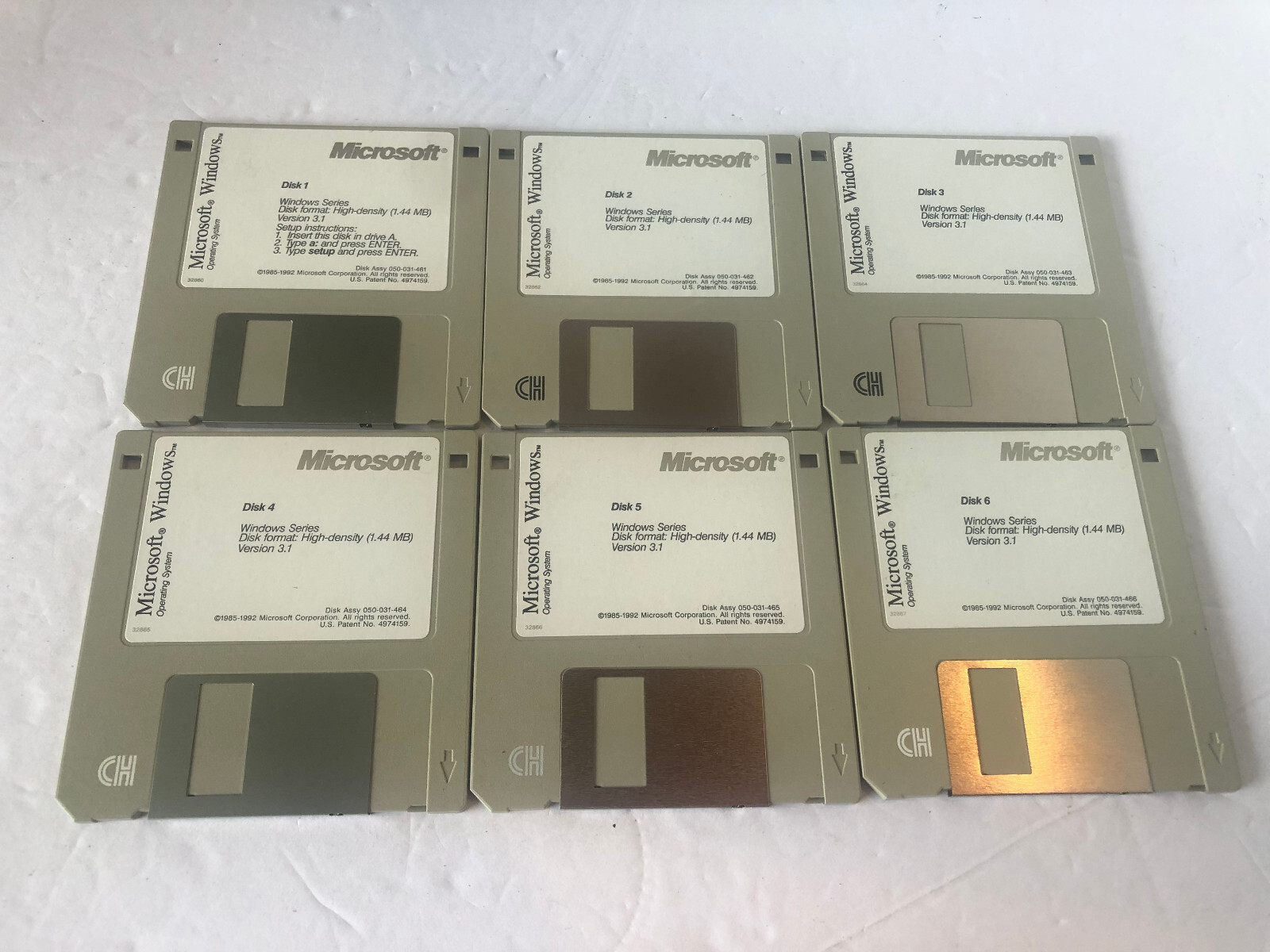 LOT of 6 3.5″ Floppy Disk Microsoft Windows Series 1-6 Version 3.1 #F26