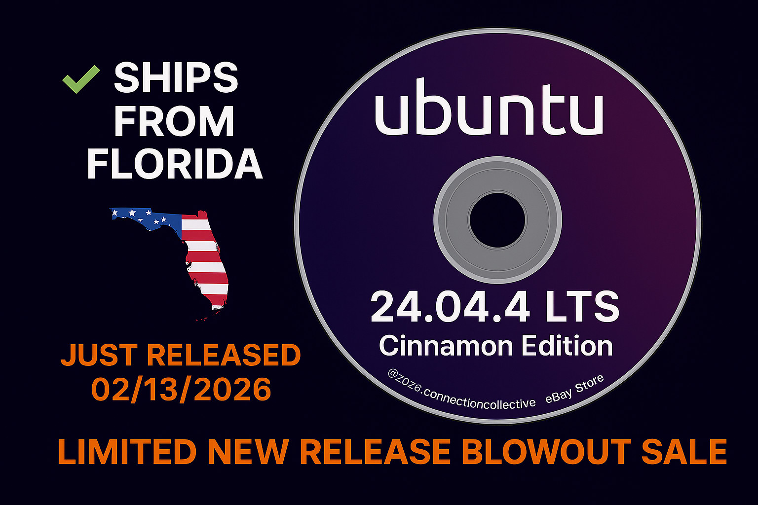 Ubuntu 24.04.4 LTS Cinnamon Live Install DVD Latest NEW RELEASE BLOWOUT SALE!
