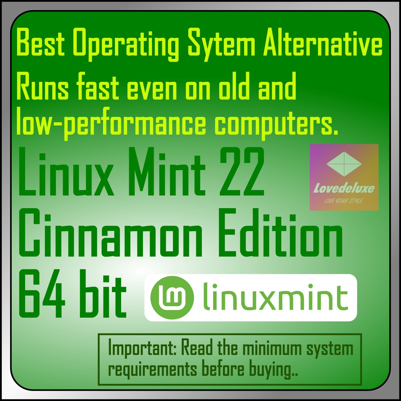 Operating System LINUX MINT 22 Cinnamon (64bit) BOOTABLE Physical Disc.