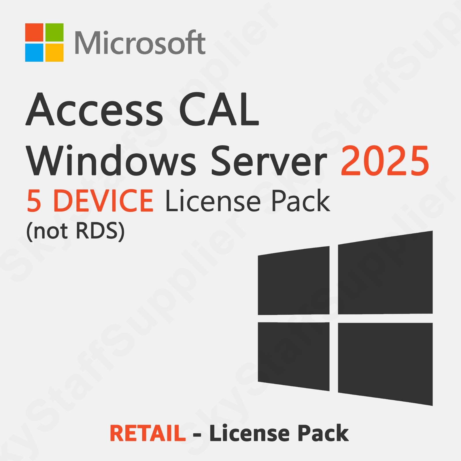 Microsoft Windows Server 2025 – 5 DEVICE ACCESS CALs [not RDS] RETAIL PACK NEW
