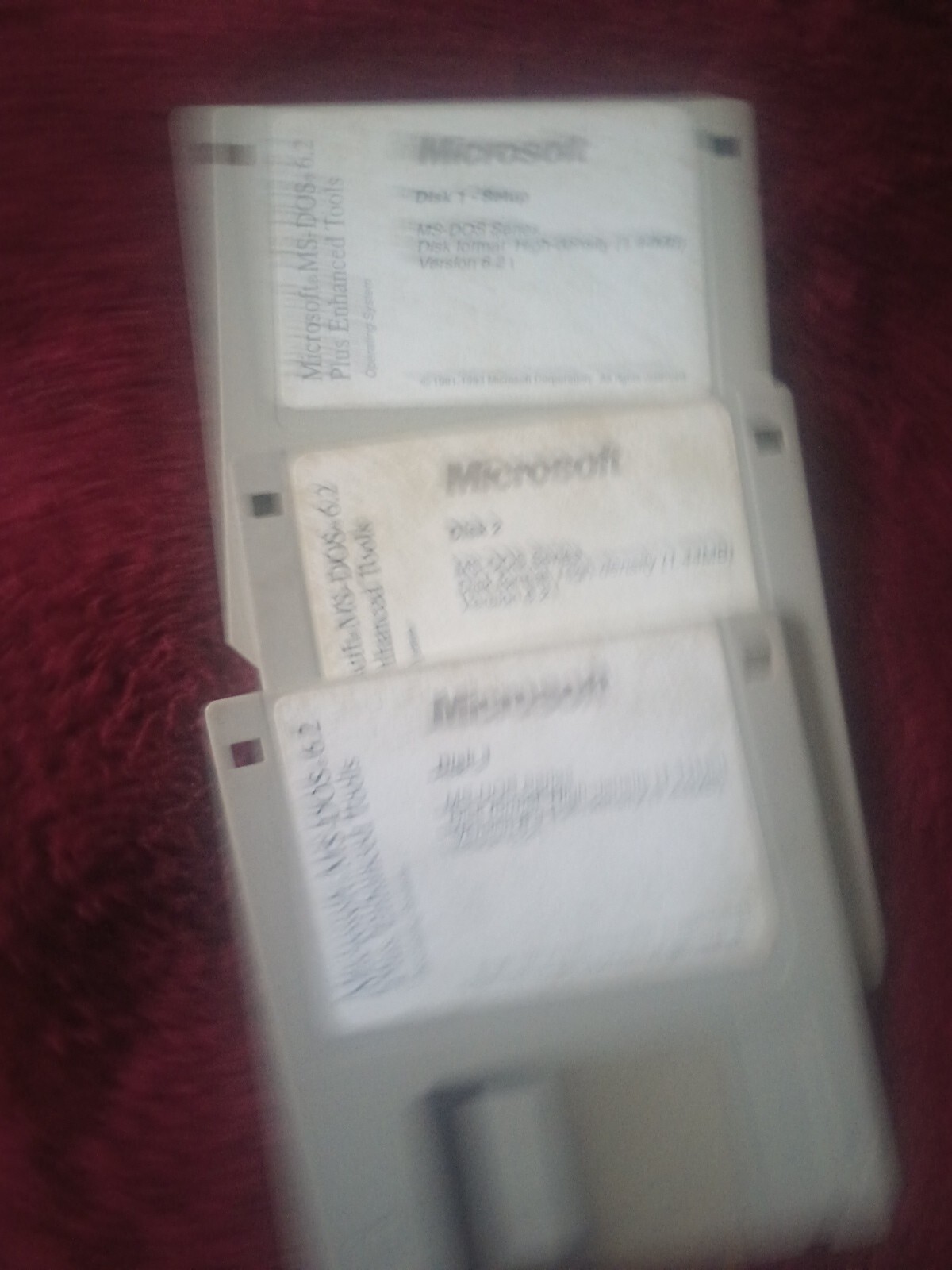 Vtg Microsoft MS-DOS 6.2.1. HARD FLOPPY DISKS Original 3 Pcs 1.44MB VGC
