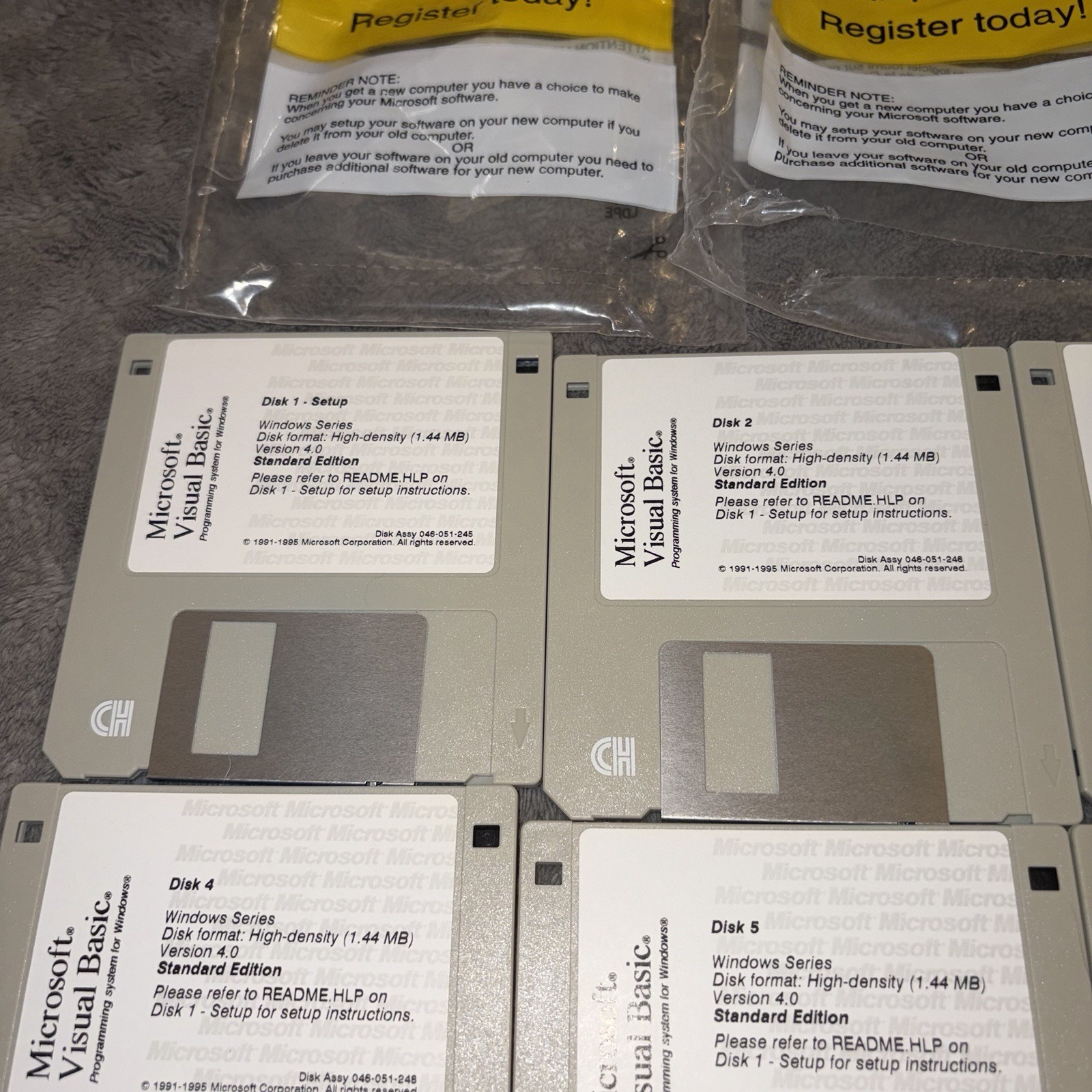 VTG Windows Series Microsoft Visual Basic 4.0 1.44MB Floppy Disks Set 7 Standard