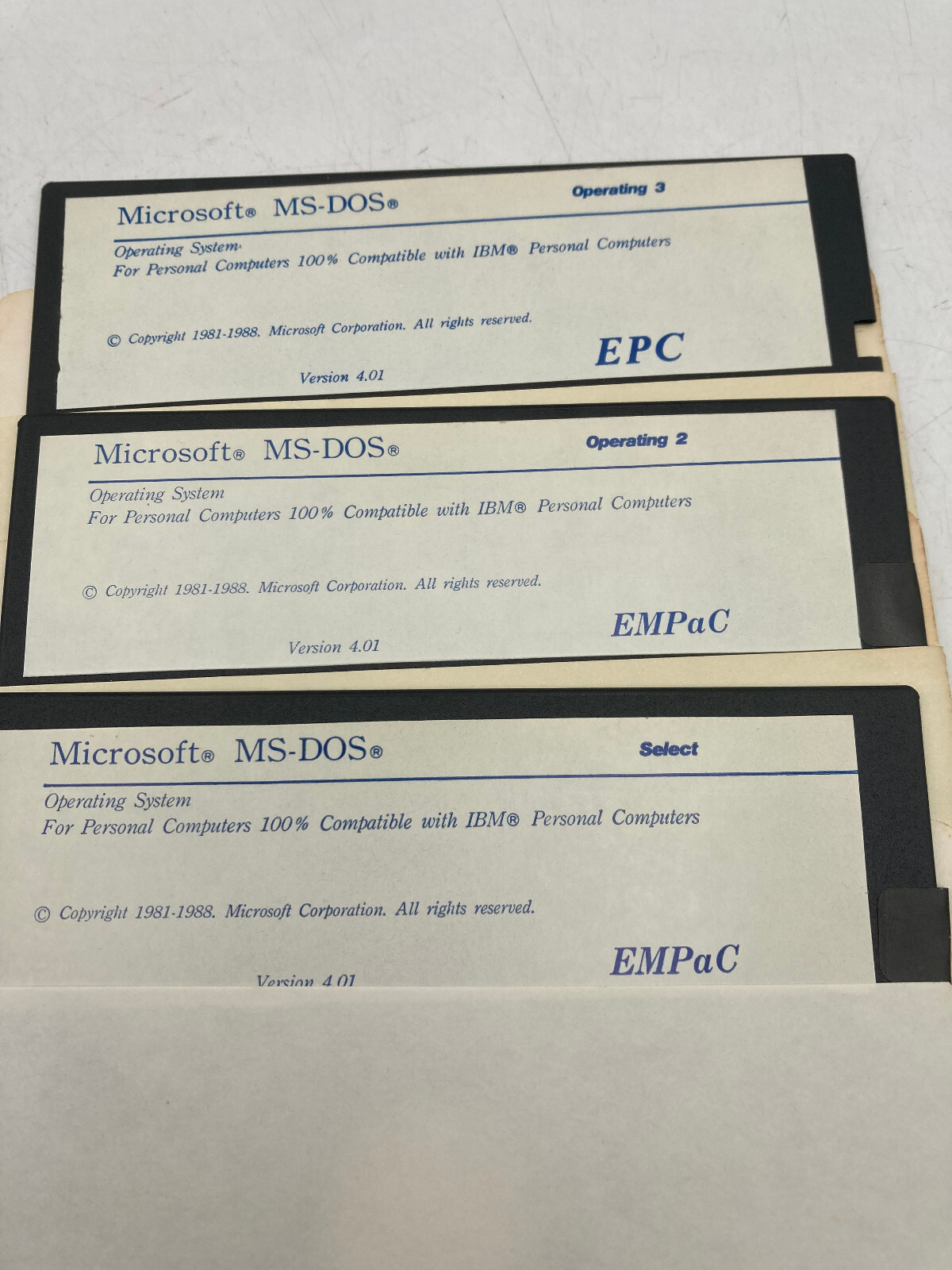 Lot of 7 MS DOS 4.01 5.25 Floppy Disk Software Set OEM Disks EMPaC