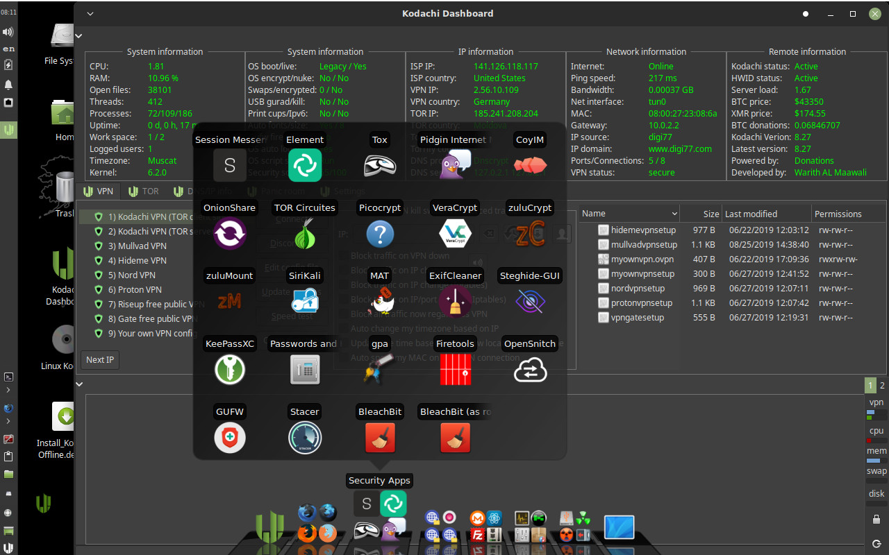 Kodachi Linux 8.27 Bootable USB Drive – 8GB UEFI/LEGACY Network Anonymously