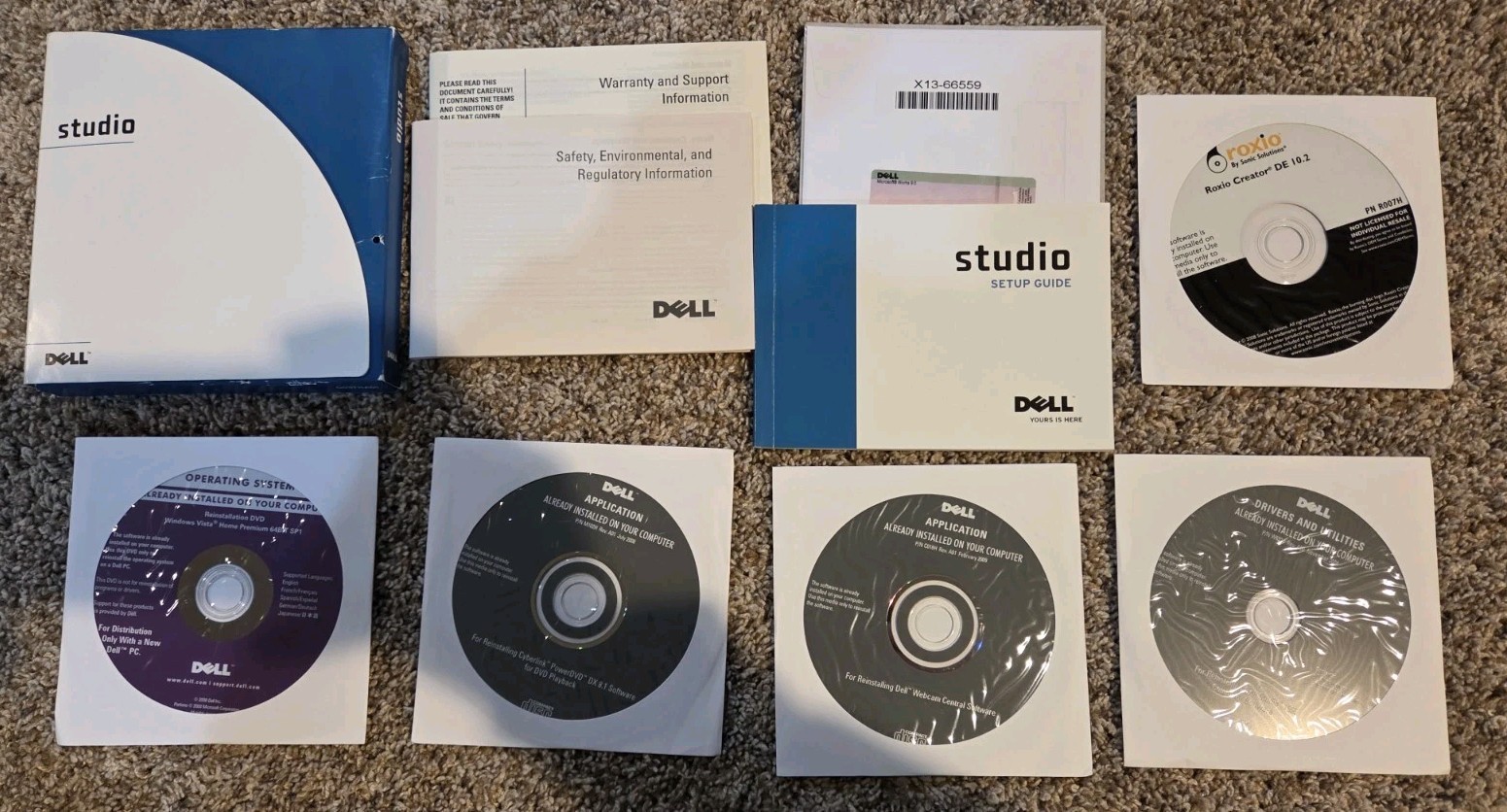 BRAND NEW DELL Drivers & Utilities Reinstall CD Studio 1555 w/Manuals – Vista 64